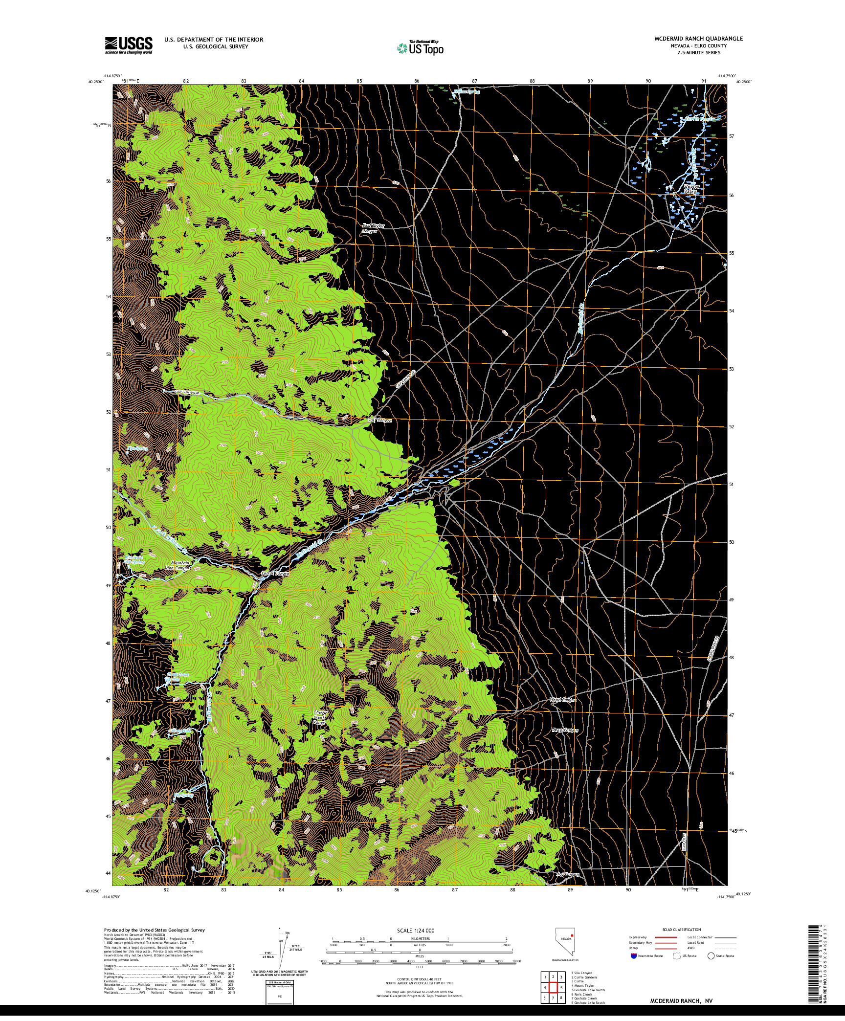 US TOPO 7.5-MINUTE MAP FOR MCDERMID RANCH, NV