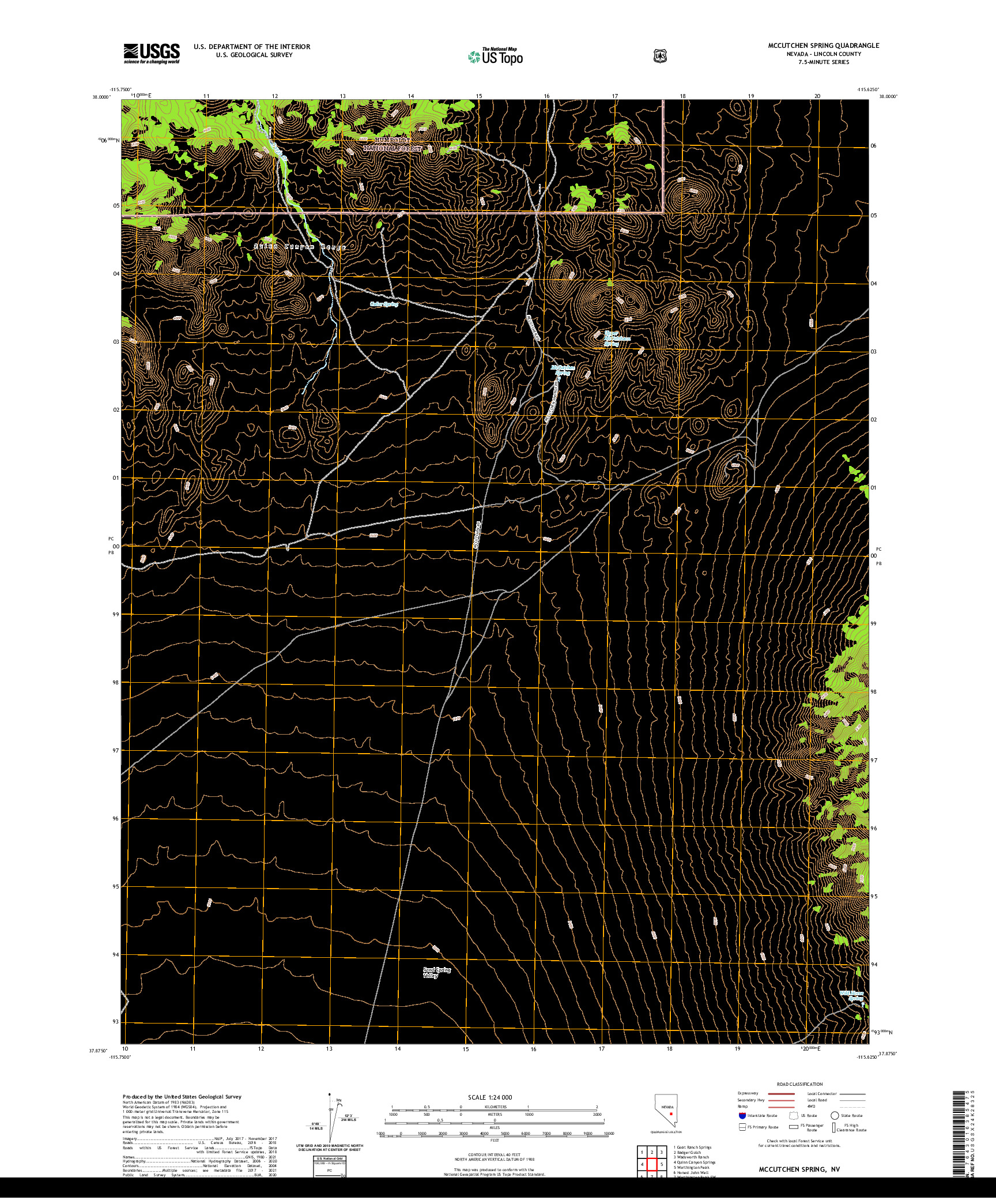 US TOPO 7.5-MINUTE MAP FOR MCCUTCHEN SPRING, NV