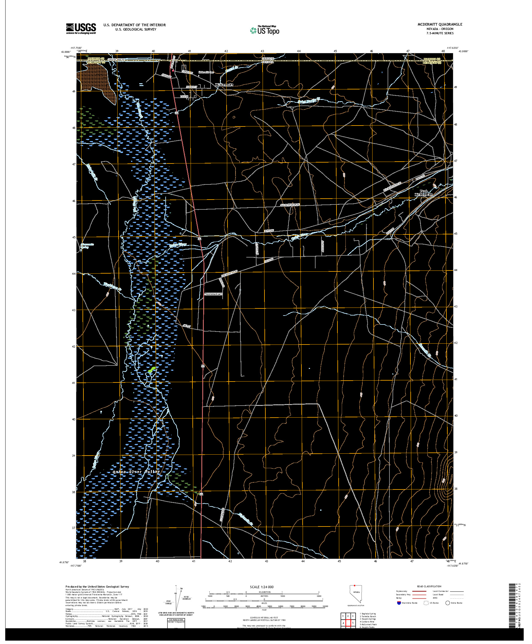 US TOPO 7.5-MINUTE MAP FOR MCDERMITT, NV,OR