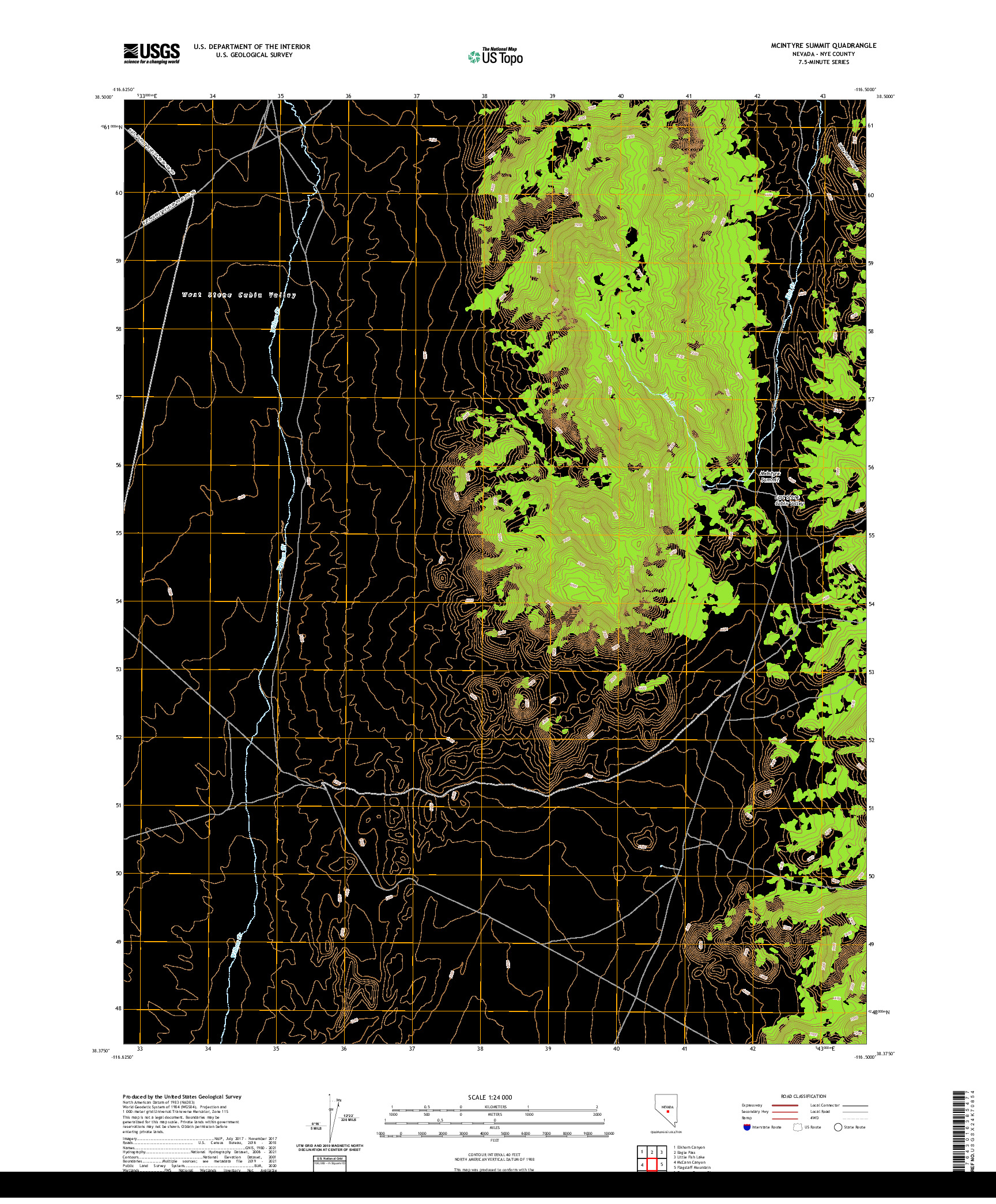 US TOPO 7.5-MINUTE MAP FOR MCINTYRE SUMMIT, NV