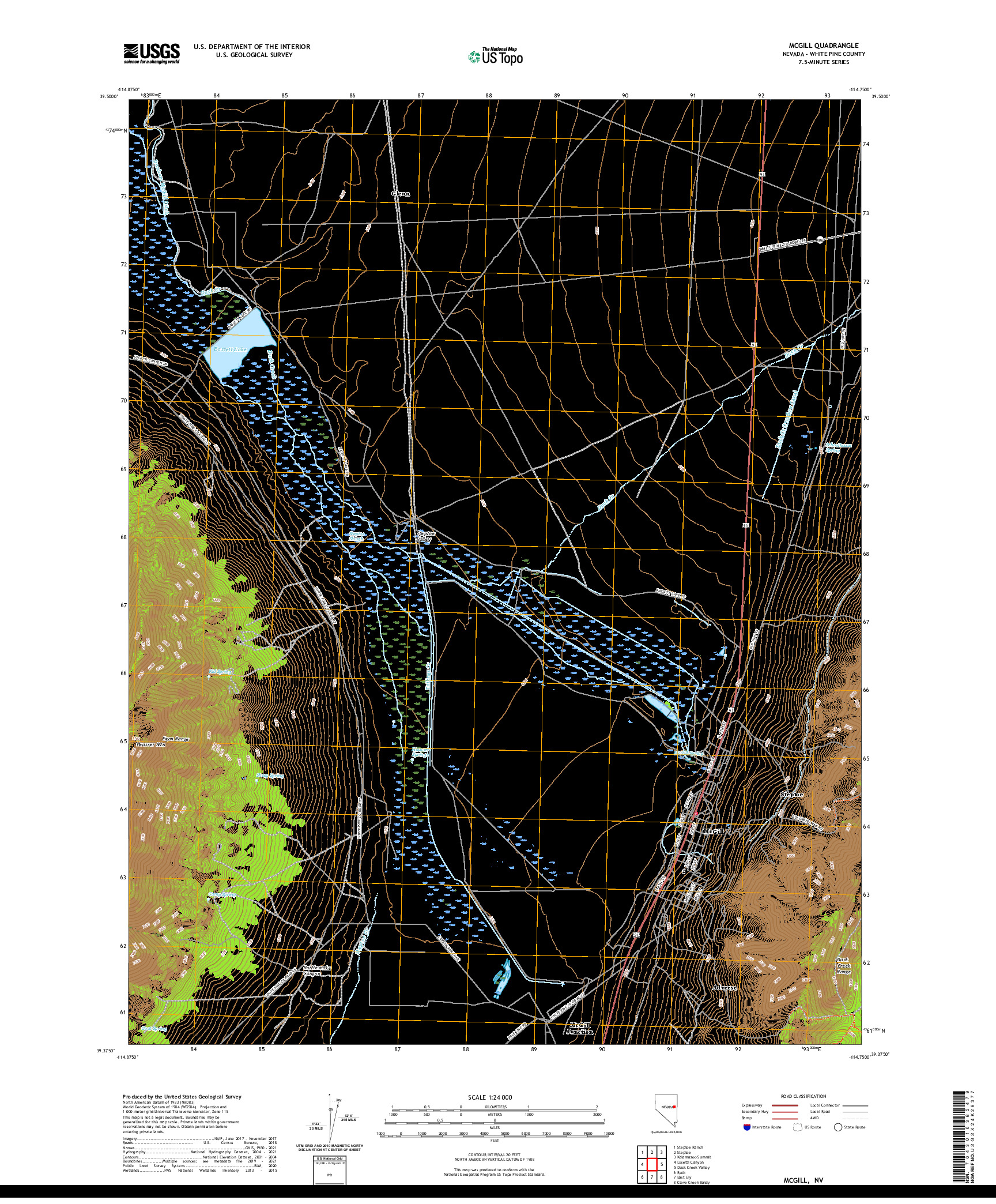 US TOPO 7.5-MINUTE MAP FOR MCGILL, NV