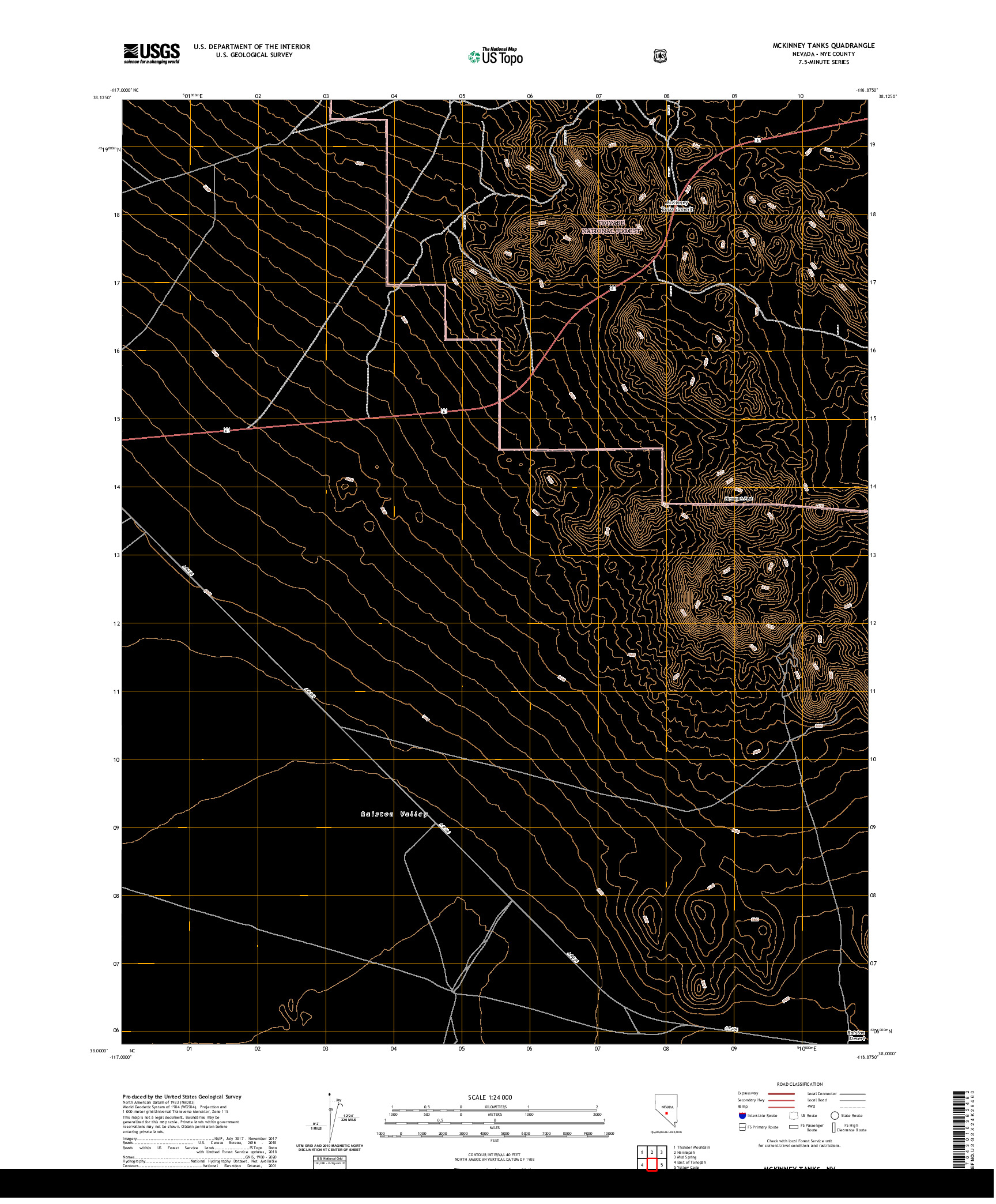 US TOPO 7.5-MINUTE MAP FOR MCKINNEY TANKS, NV