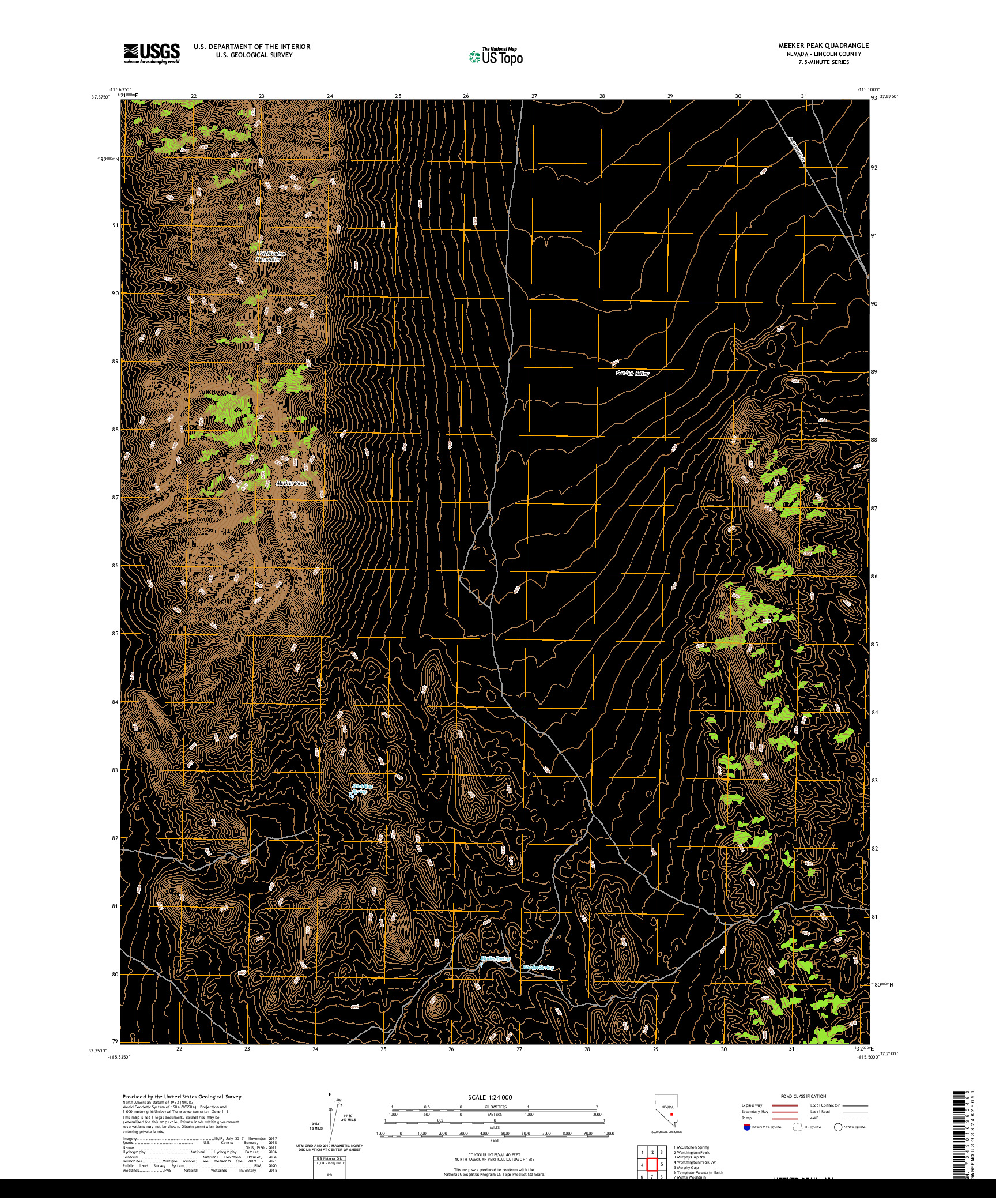 US TOPO 7.5-MINUTE MAP FOR MEEKER PEAK, NV