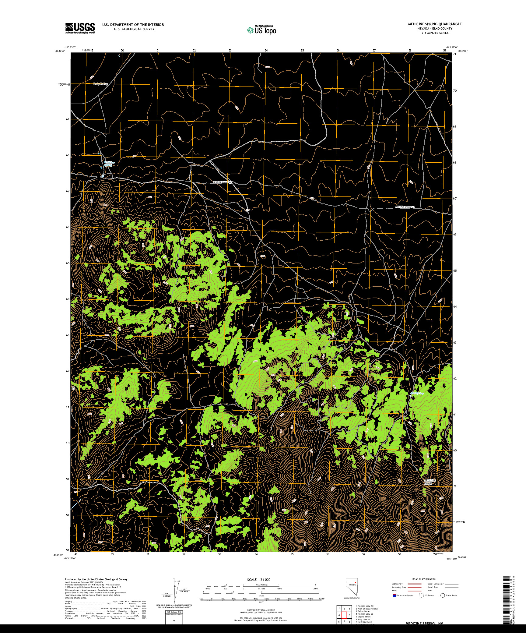 US TOPO 7.5-MINUTE MAP FOR MEDICINE SPRING, NV