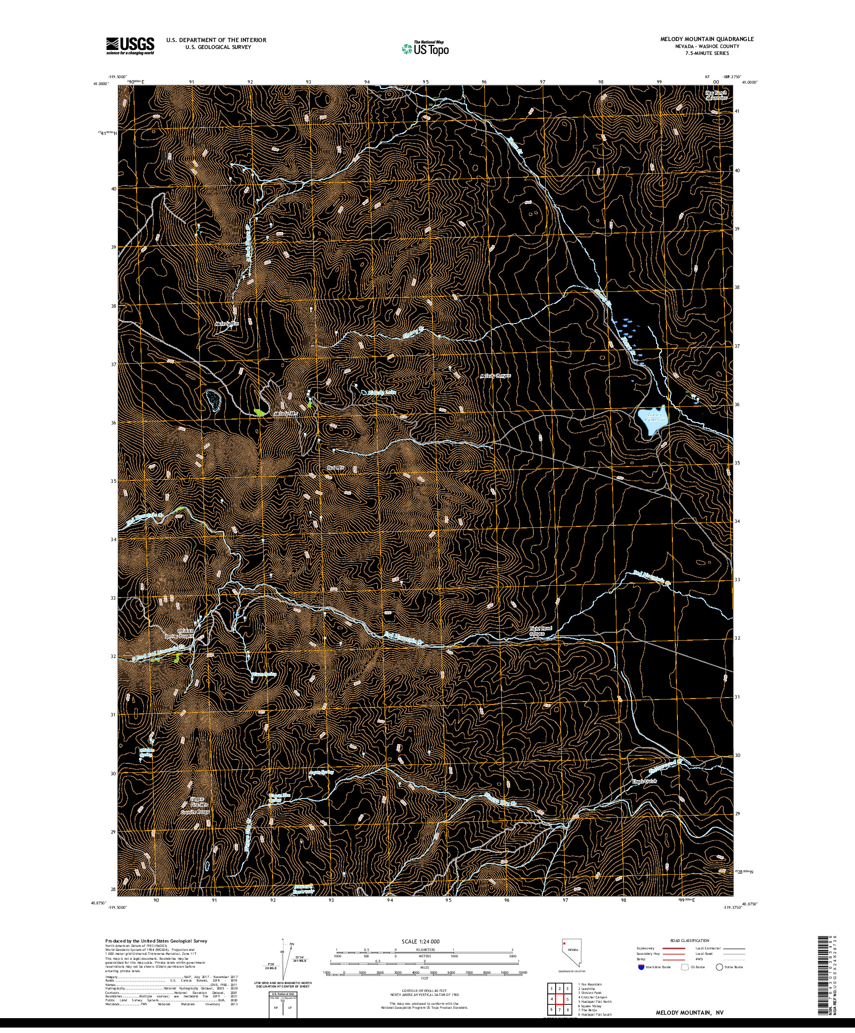US TOPO 7.5-MINUTE MAP FOR MELODY MOUNTAIN, NV
