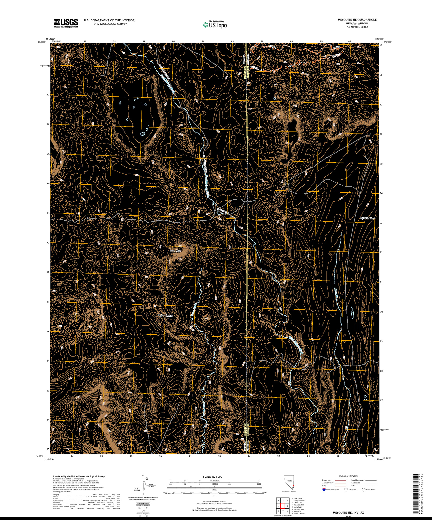 US TOPO 7.5-MINUTE MAP FOR MESQUITE NE, NV,AZ