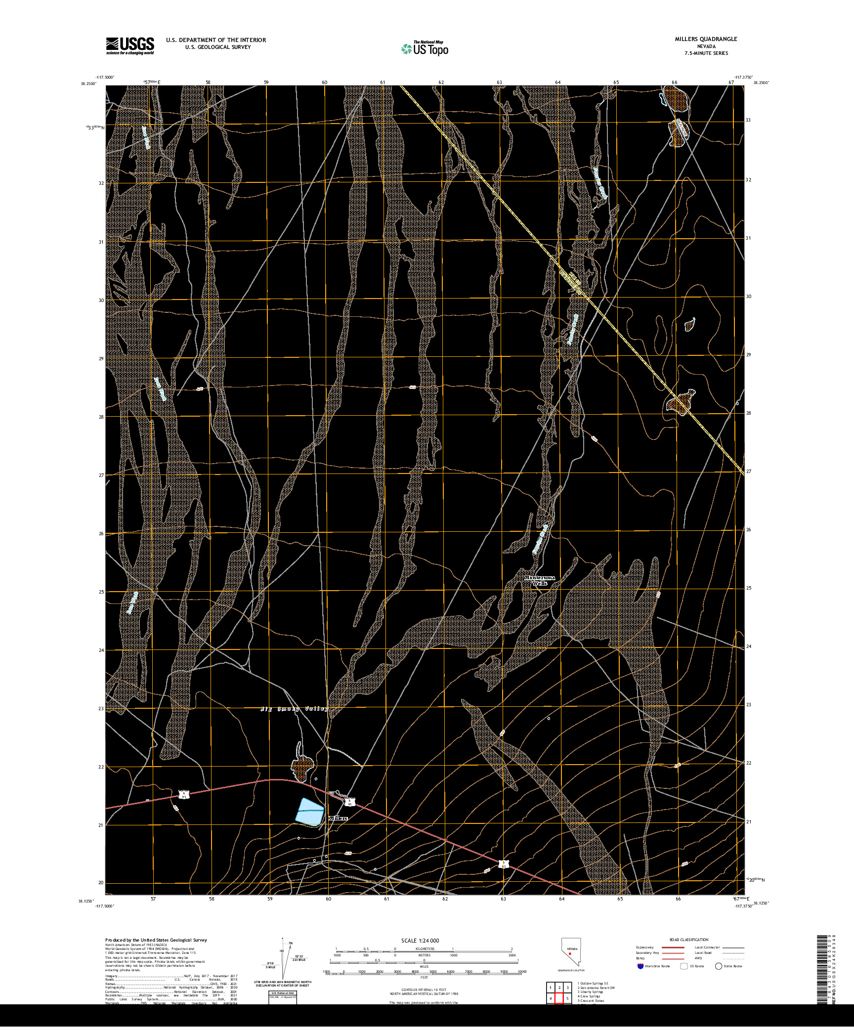 US TOPO 7.5-MINUTE MAP FOR MILLERS, NV