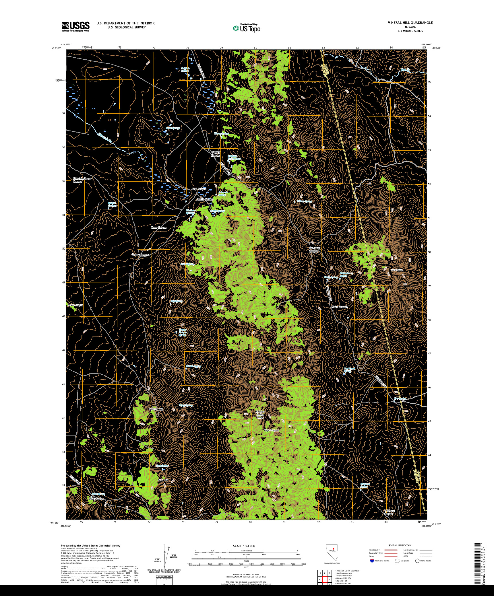 US TOPO 7.5-MINUTE MAP FOR MINERAL HILL, NV