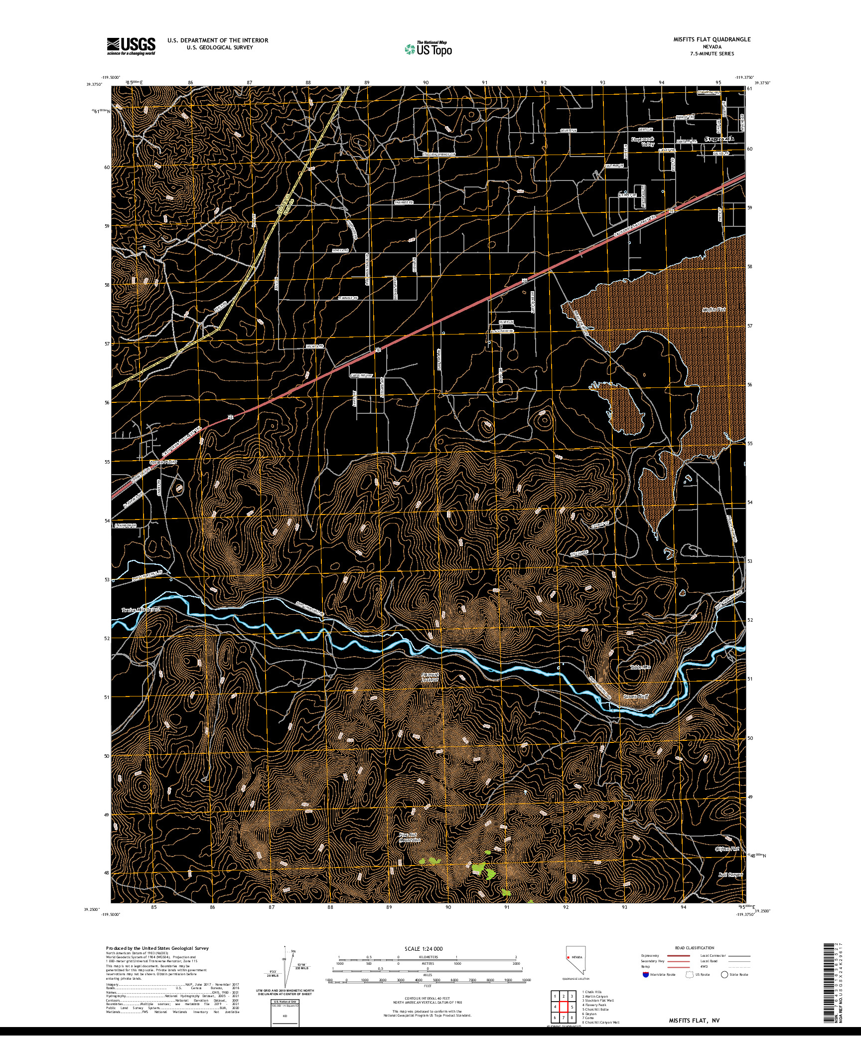 US TOPO 7.5-MINUTE MAP FOR MISFITS FLAT, NV