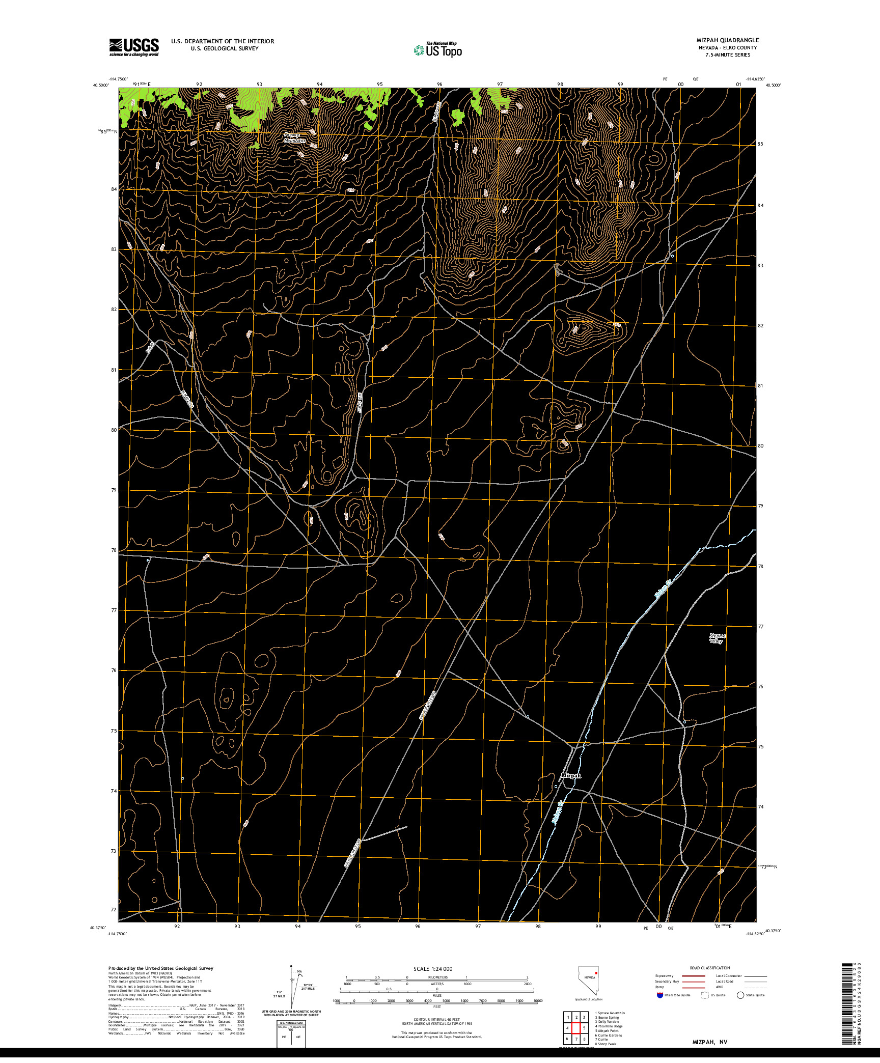 US TOPO 7.5-MINUTE MAP FOR MIZPAH, NV