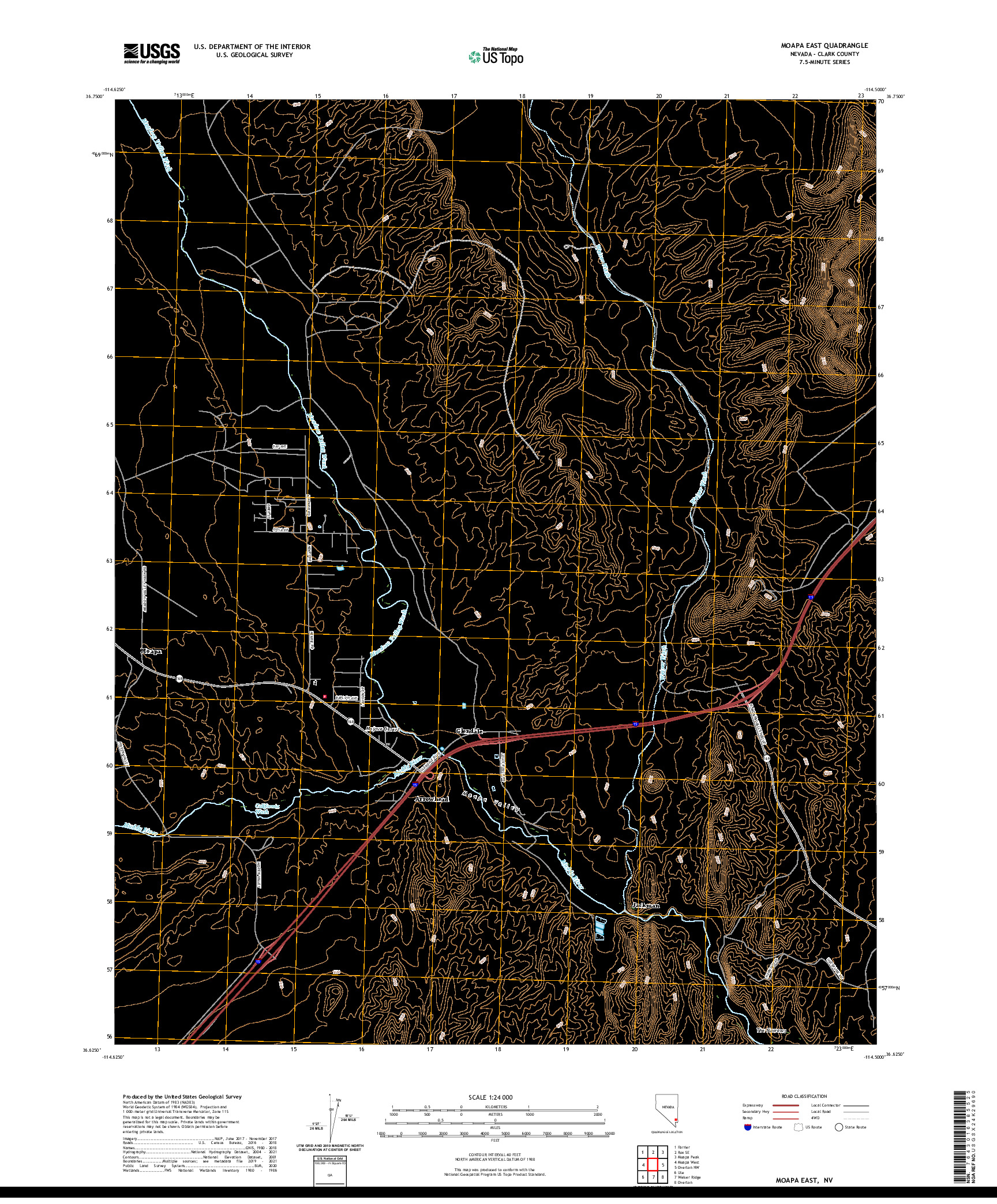 US TOPO 7.5-MINUTE MAP FOR MOAPA EAST, NV