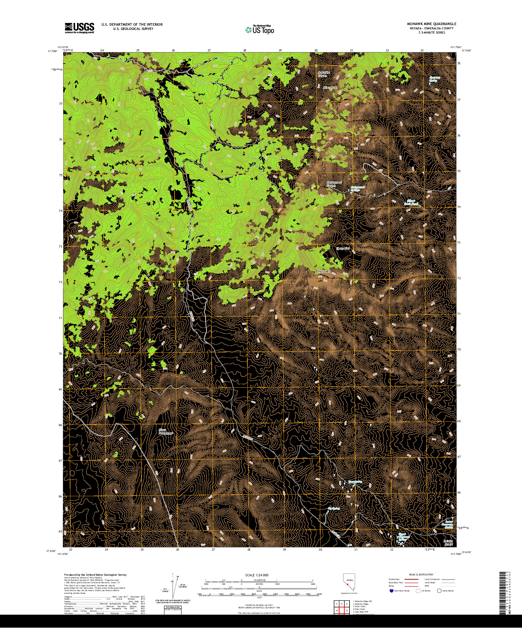 US TOPO 7.5-MINUTE MAP FOR MOHAWK MINE, NV