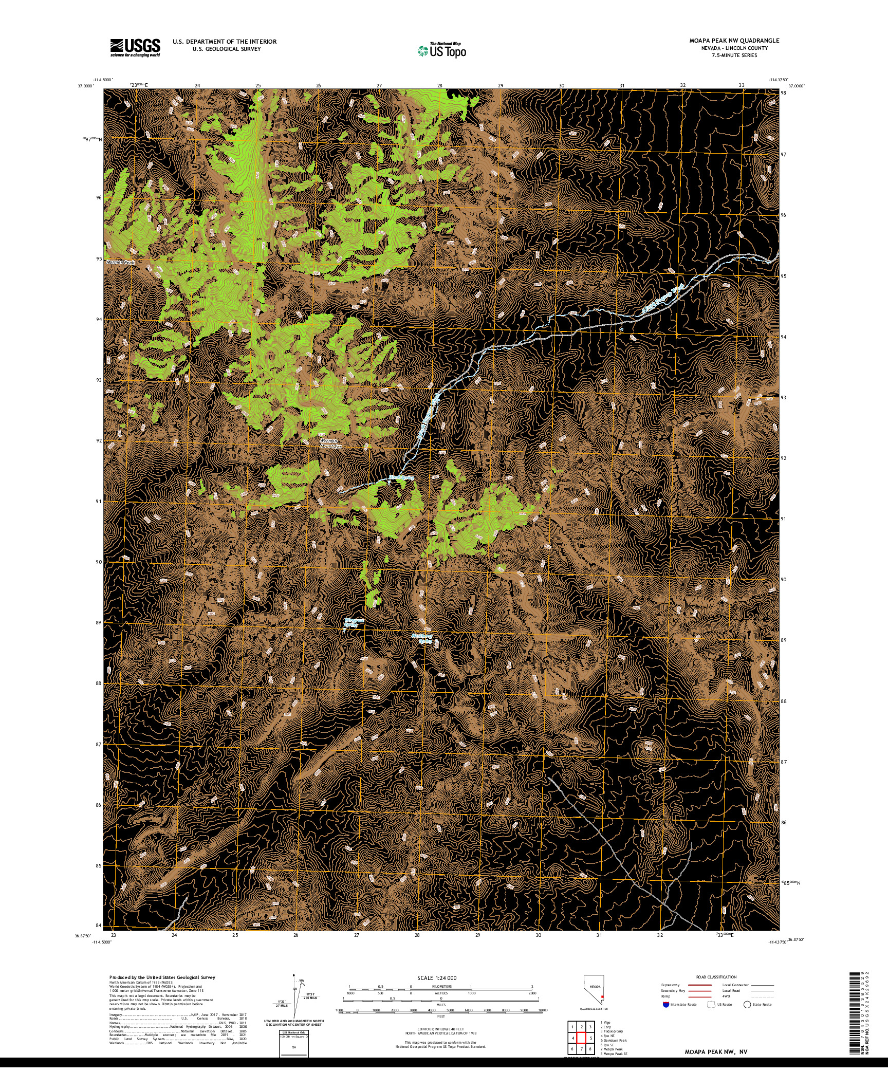 US TOPO 7.5-MINUTE MAP FOR MOAPA PEAK NW, NV