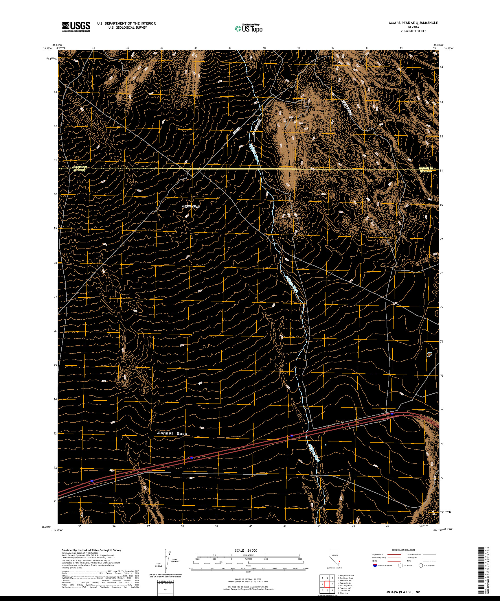 US TOPO 7.5-MINUTE MAP FOR MOAPA PEAK SE, NV