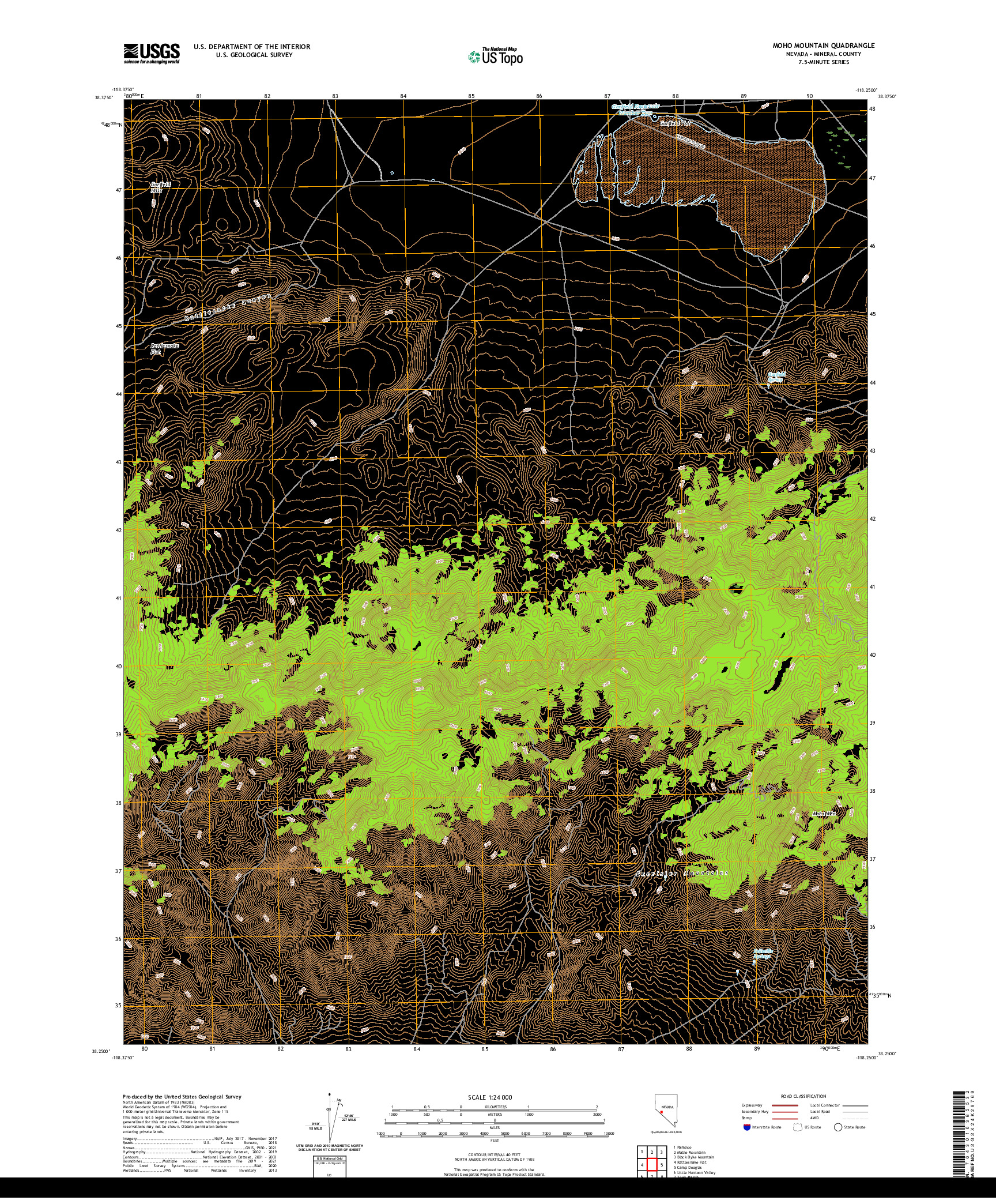 US TOPO 7.5-MINUTE MAP FOR MOHO MOUNTAIN, NV