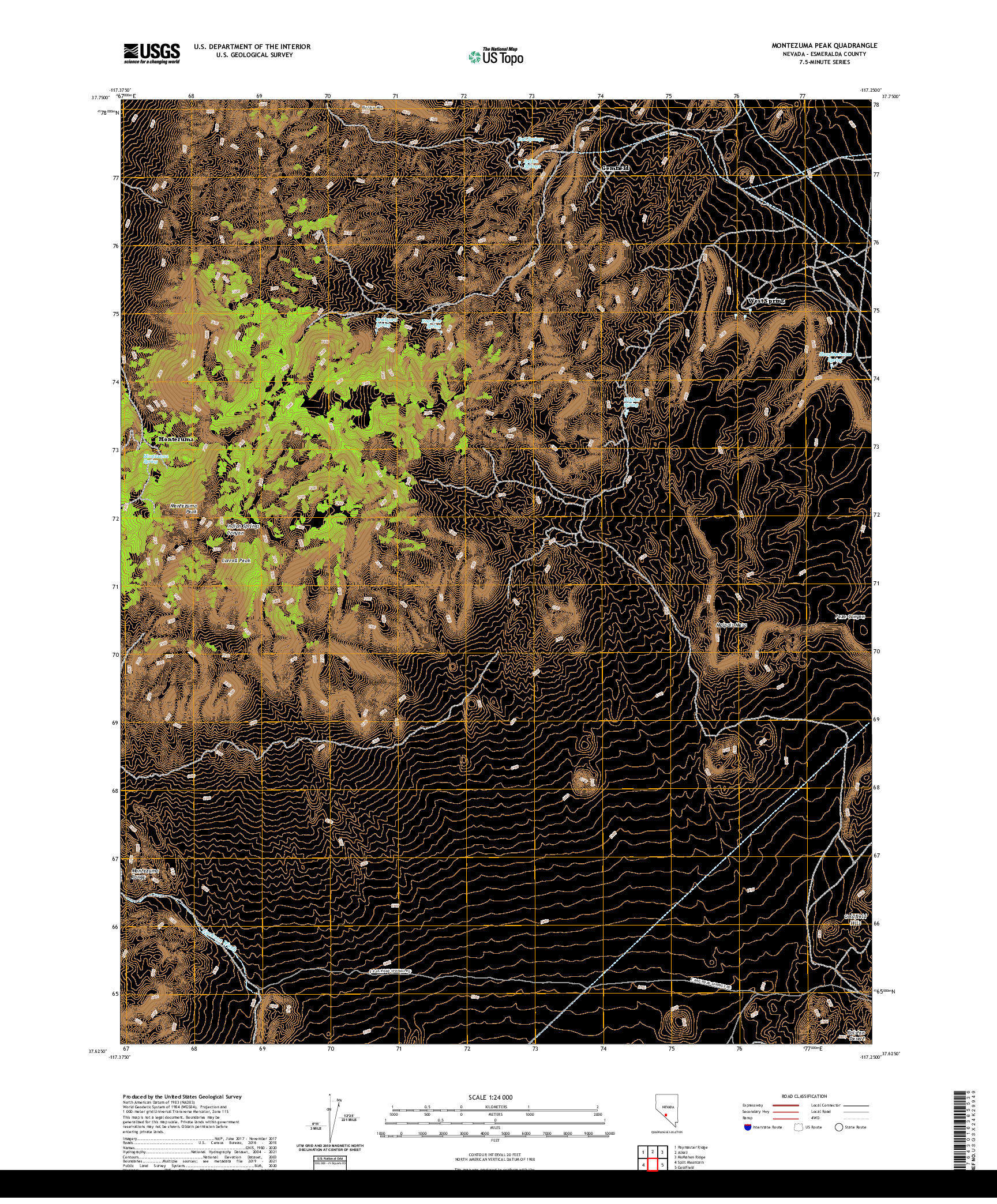 US TOPO 7.5-MINUTE MAP FOR MONTEZUMA PEAK, NV