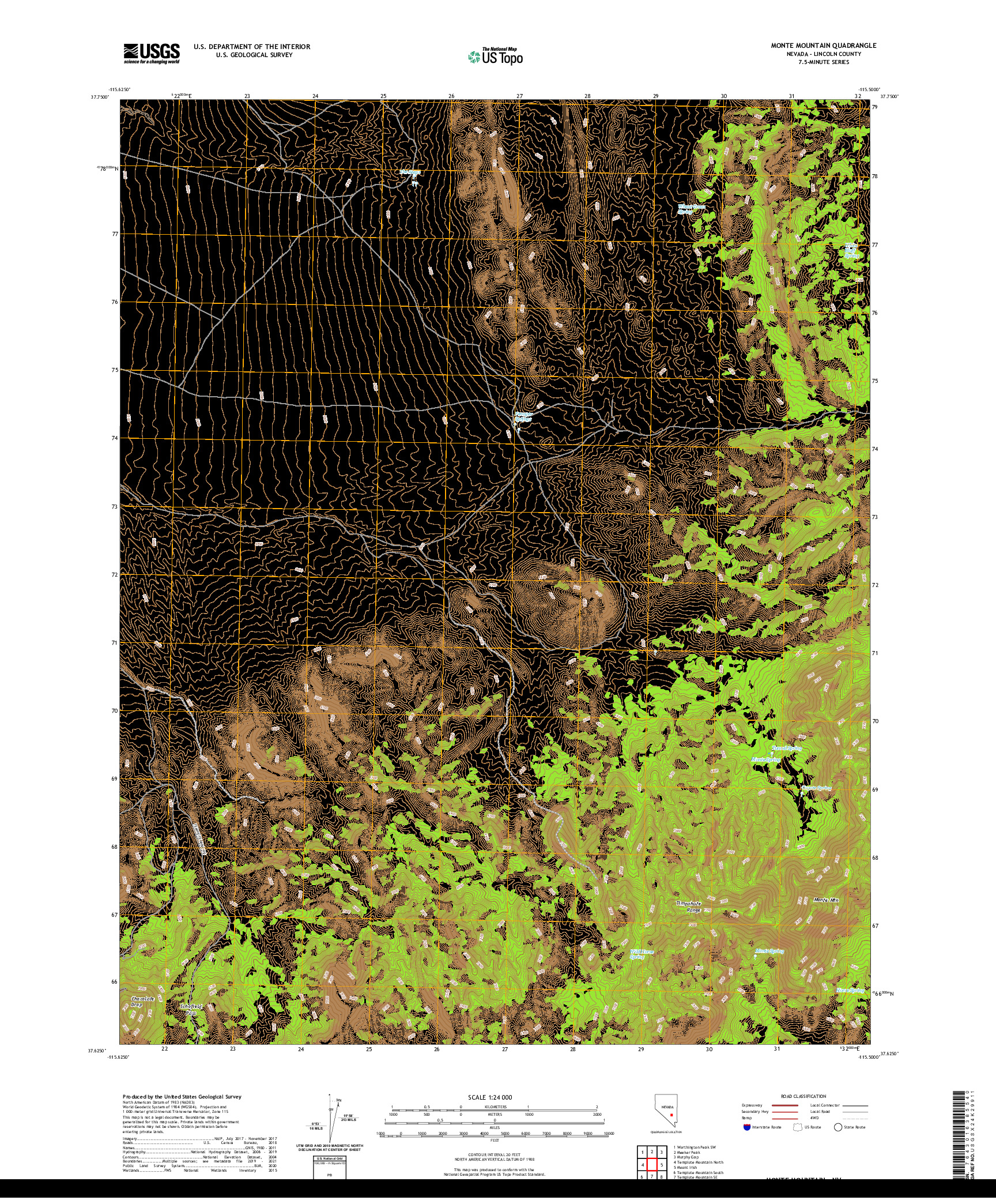 US TOPO 7.5-MINUTE MAP FOR MONTE MOUNTAIN, NV