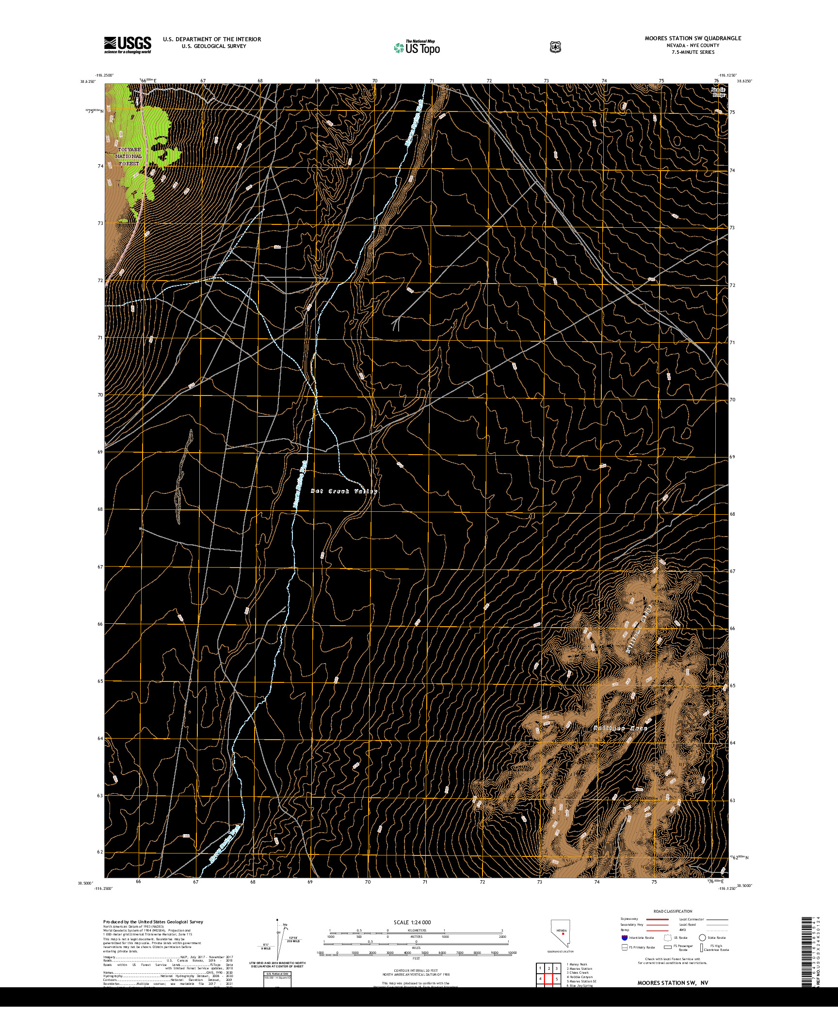 US TOPO 7.5-MINUTE MAP FOR MOORES STATION SW, NV