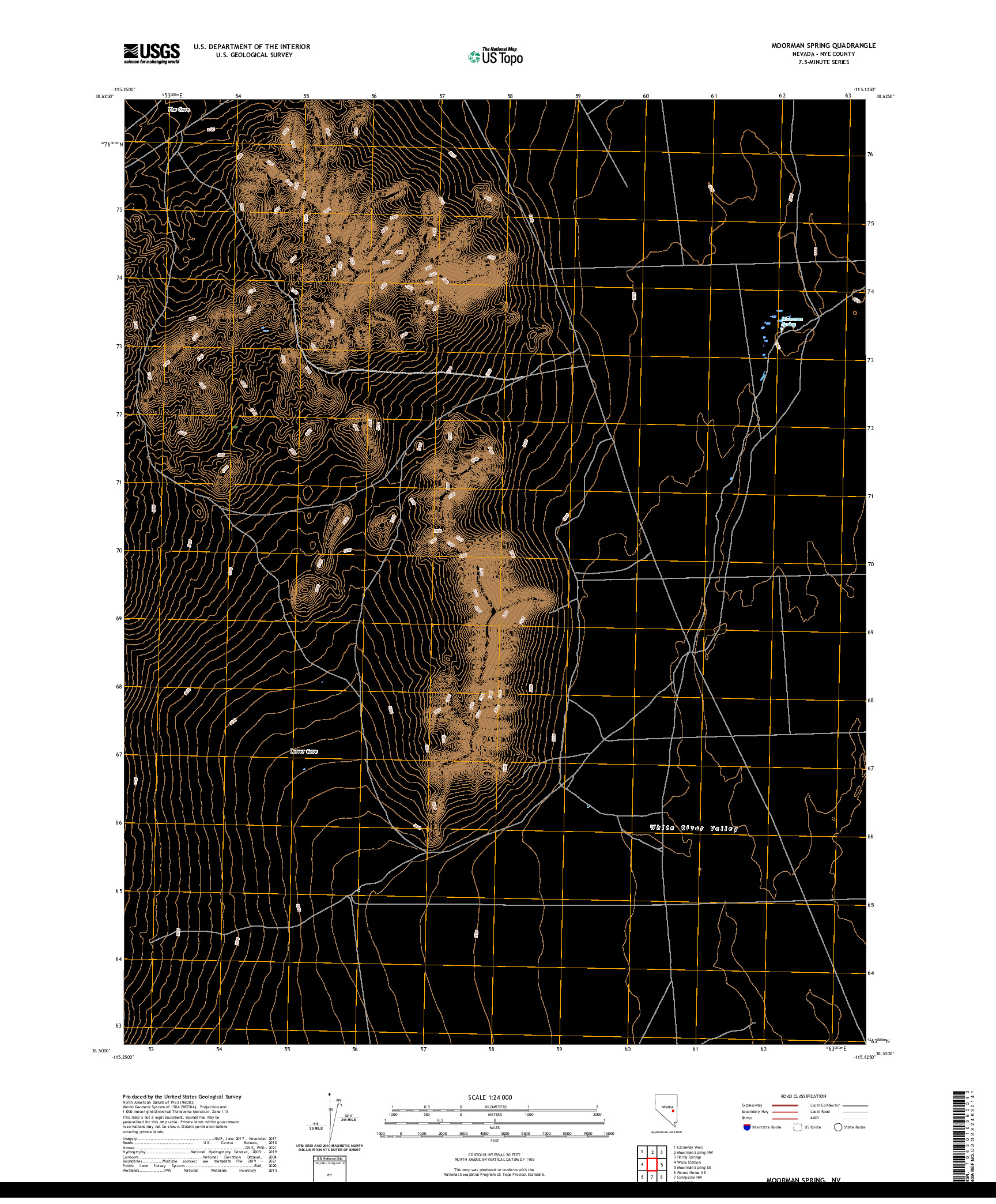 US TOPO 7.5-MINUTE MAP FOR MOORMAN SPRING, NV