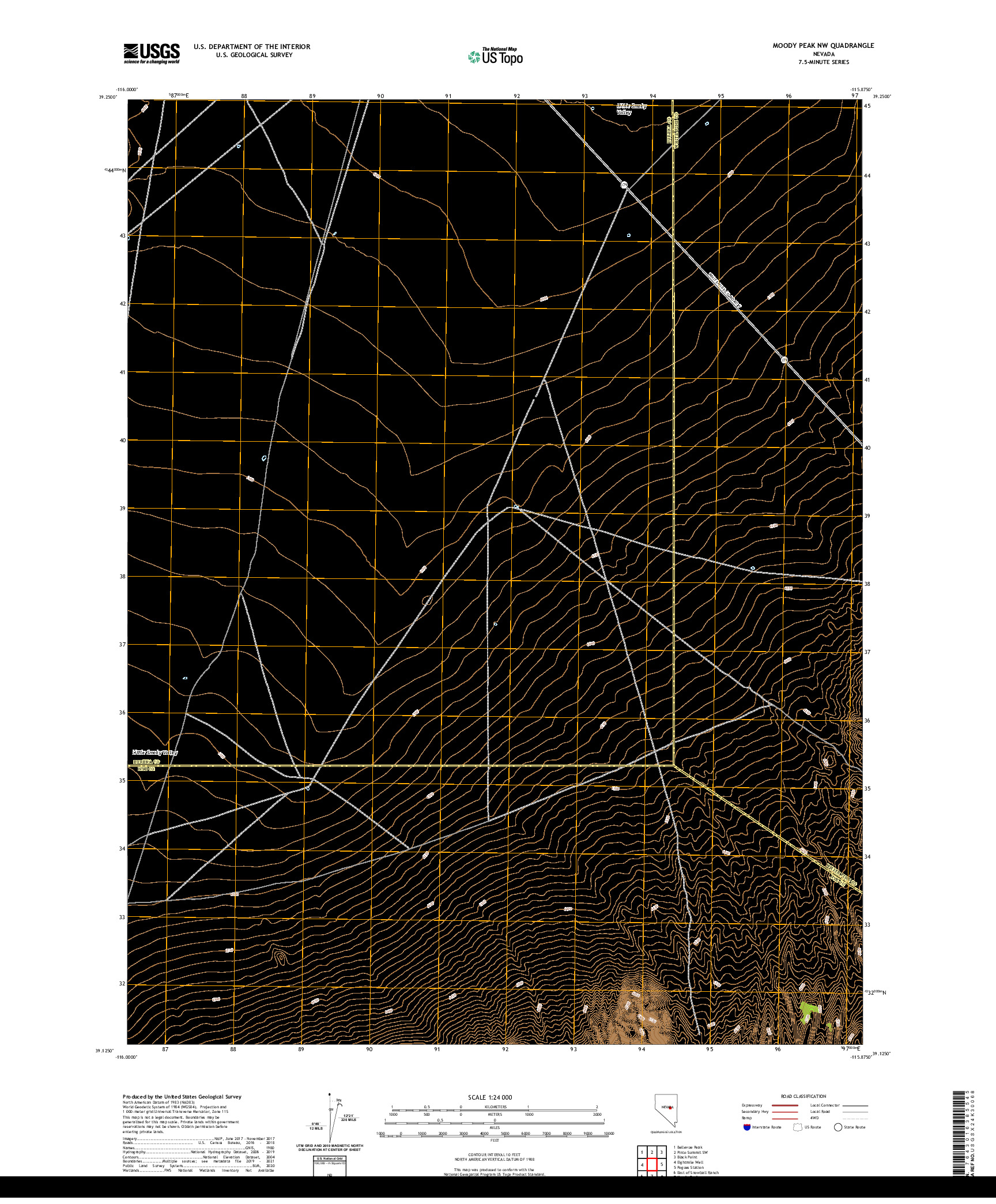 US TOPO 7.5-MINUTE MAP FOR MOODY PEAK NW, NV