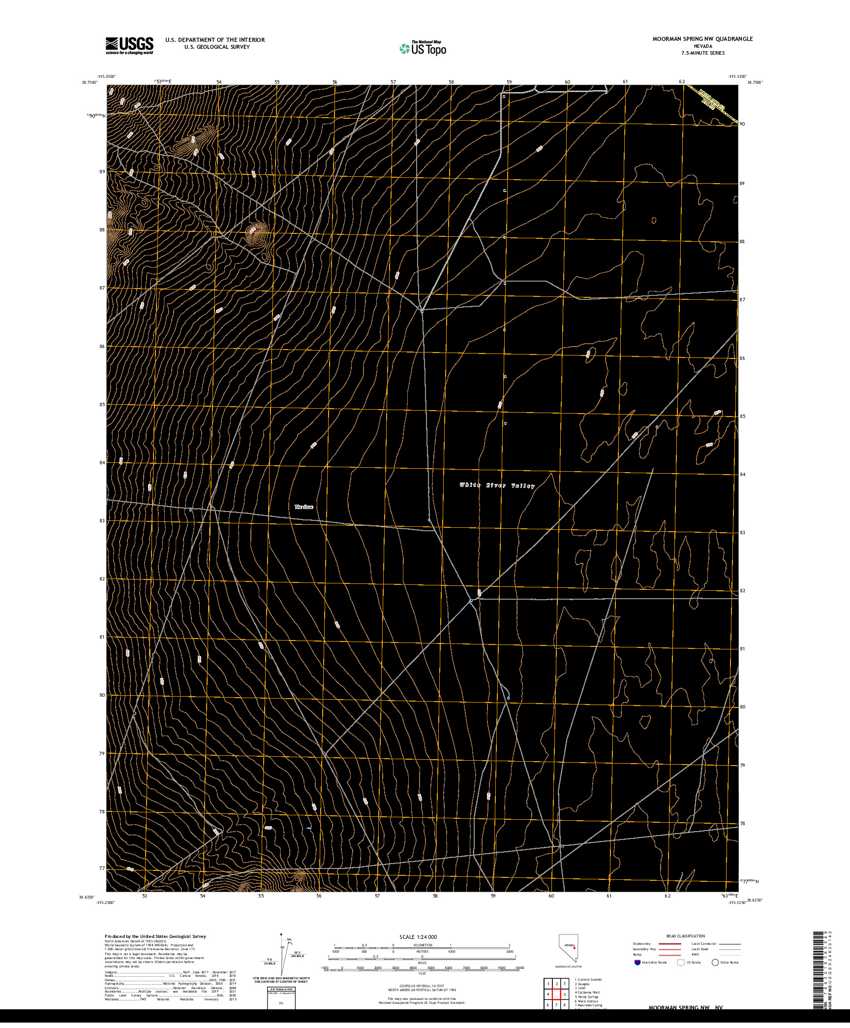 US TOPO 7.5-MINUTE MAP FOR MOORMAN SPRING NW, NV