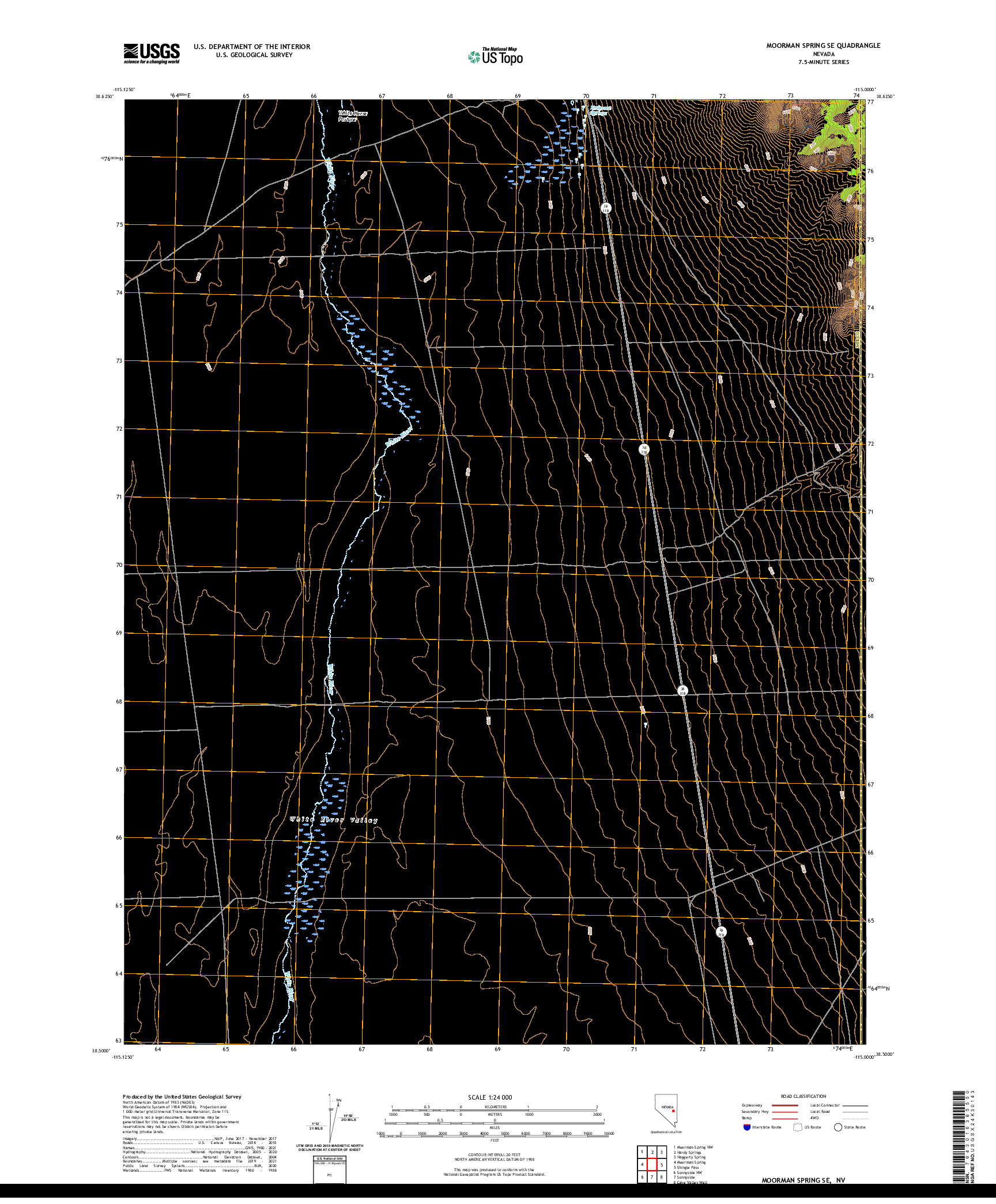 US TOPO 7.5-MINUTE MAP FOR MOORMAN SPRING SE, NV