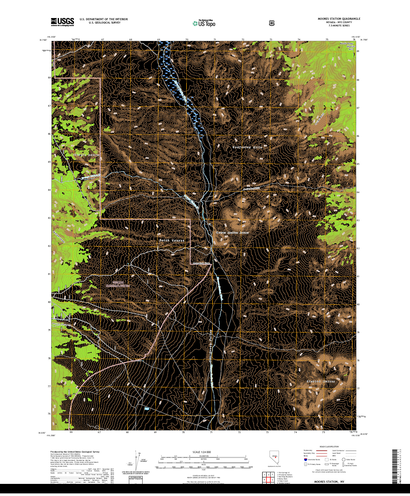 US TOPO 7.5-MINUTE MAP FOR MOORES STATION, NV