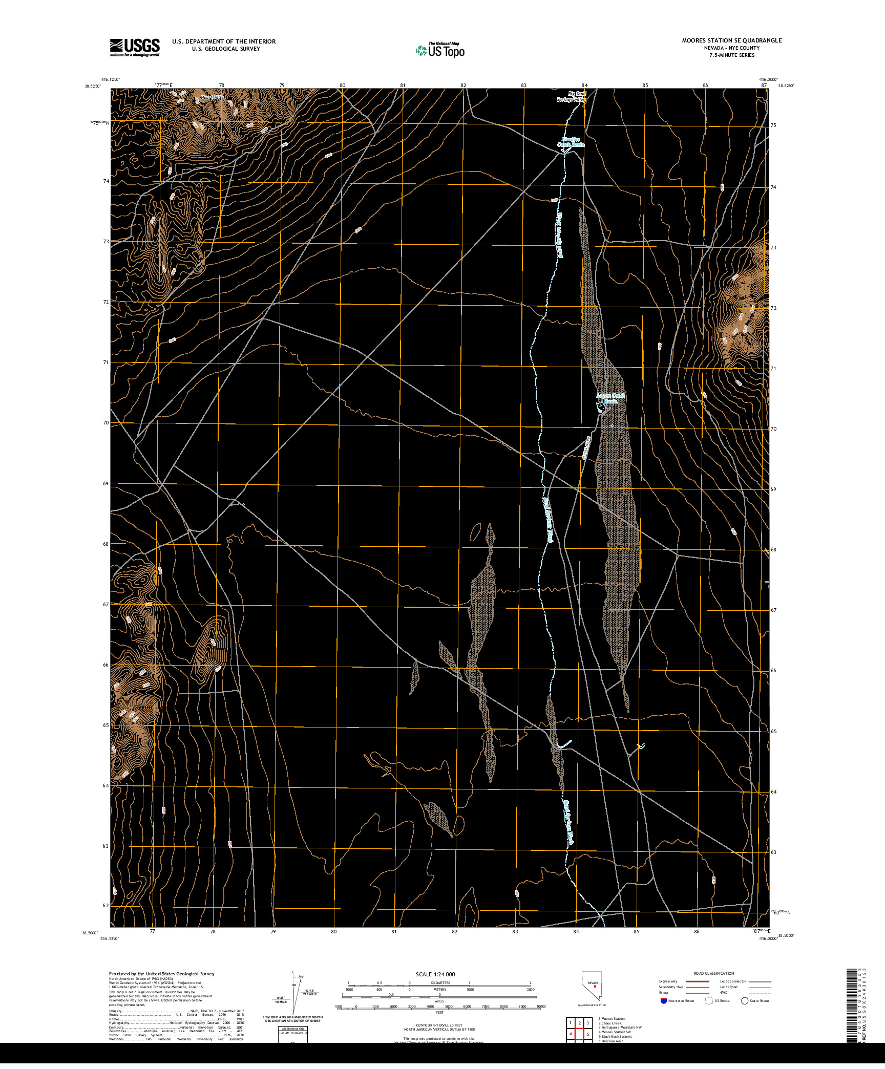 US TOPO 7.5-MINUTE MAP FOR MOORES STATION SE, NV