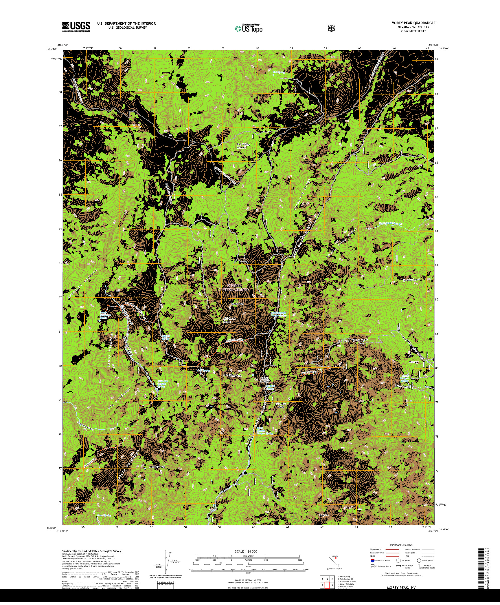 US TOPO 7.5-MINUTE MAP FOR MOREY PEAK, NV