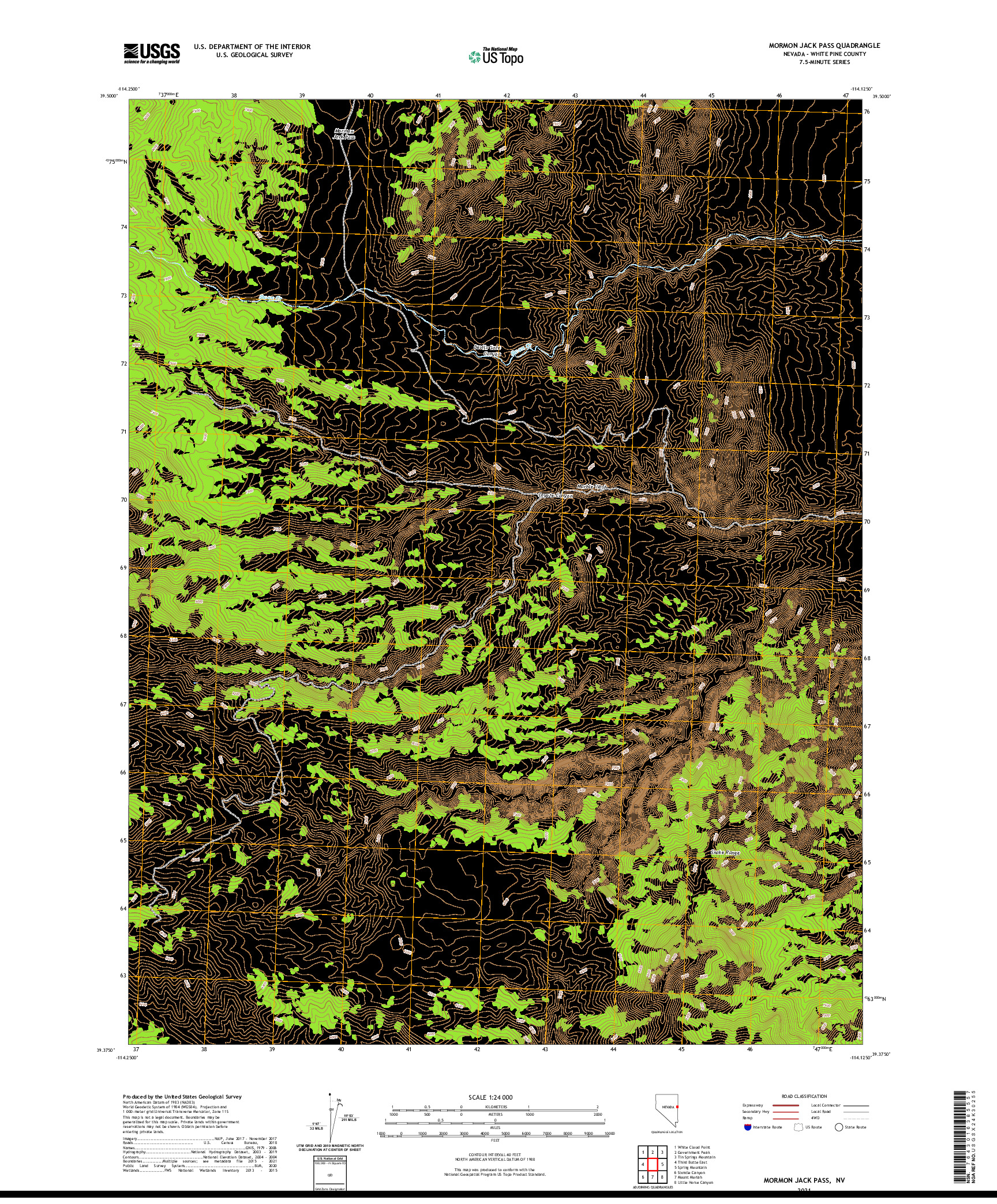 US TOPO 7.5-MINUTE MAP FOR MORMON JACK PASS, NV