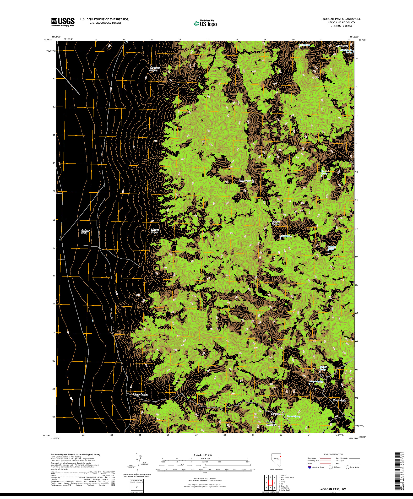 US TOPO 7.5-MINUTE MAP FOR MORGAN PASS, NV