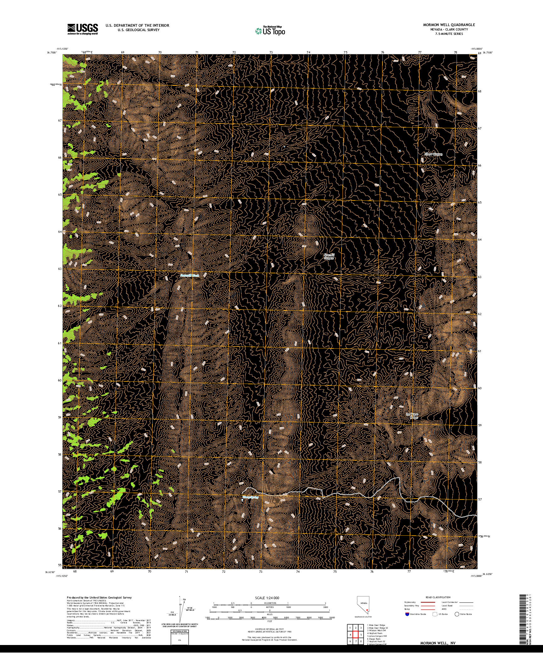 US TOPO 7.5-MINUTE MAP FOR MORMON WELL, NV