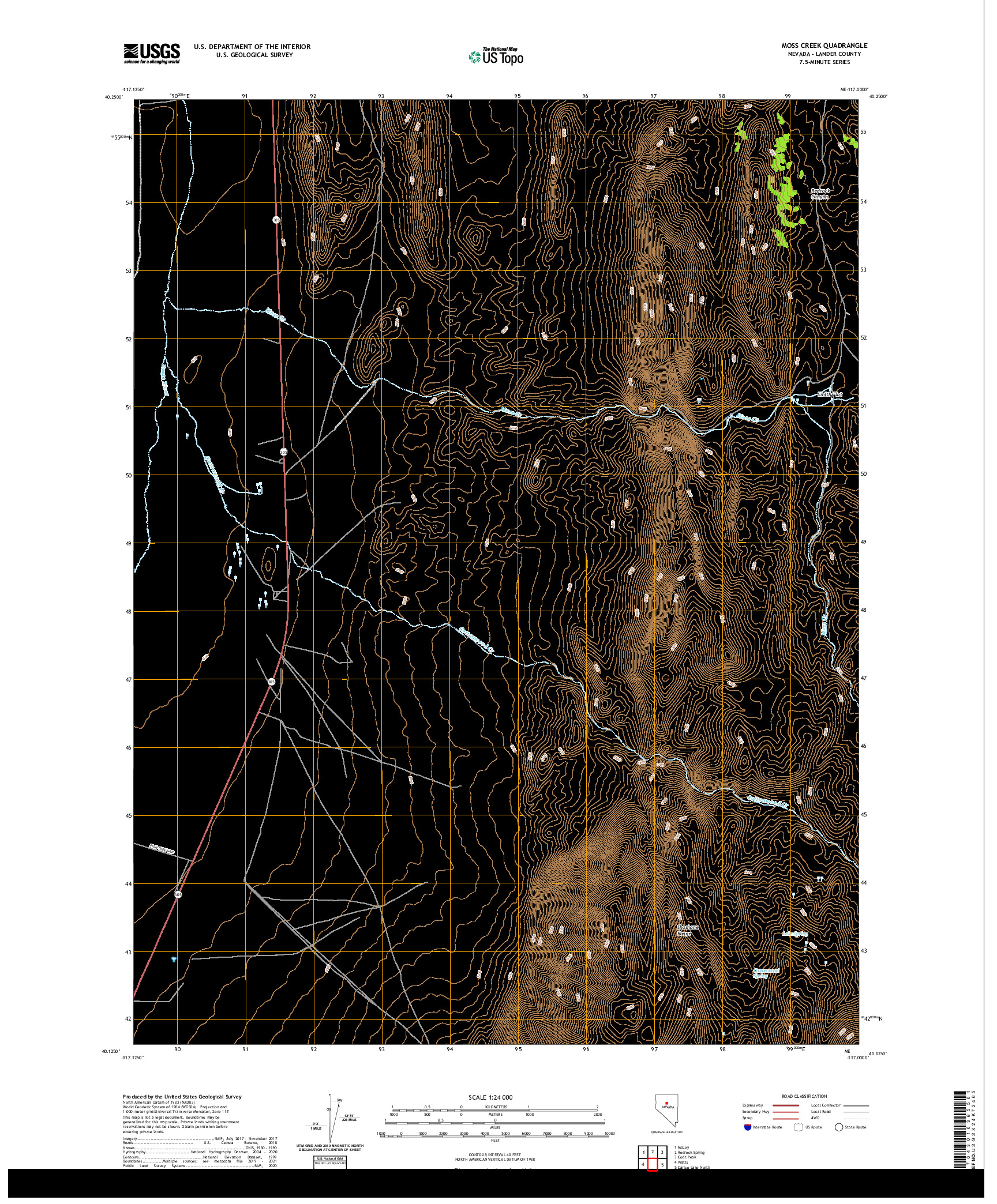 US TOPO 7.5-MINUTE MAP FOR MOSS CREEK, NV