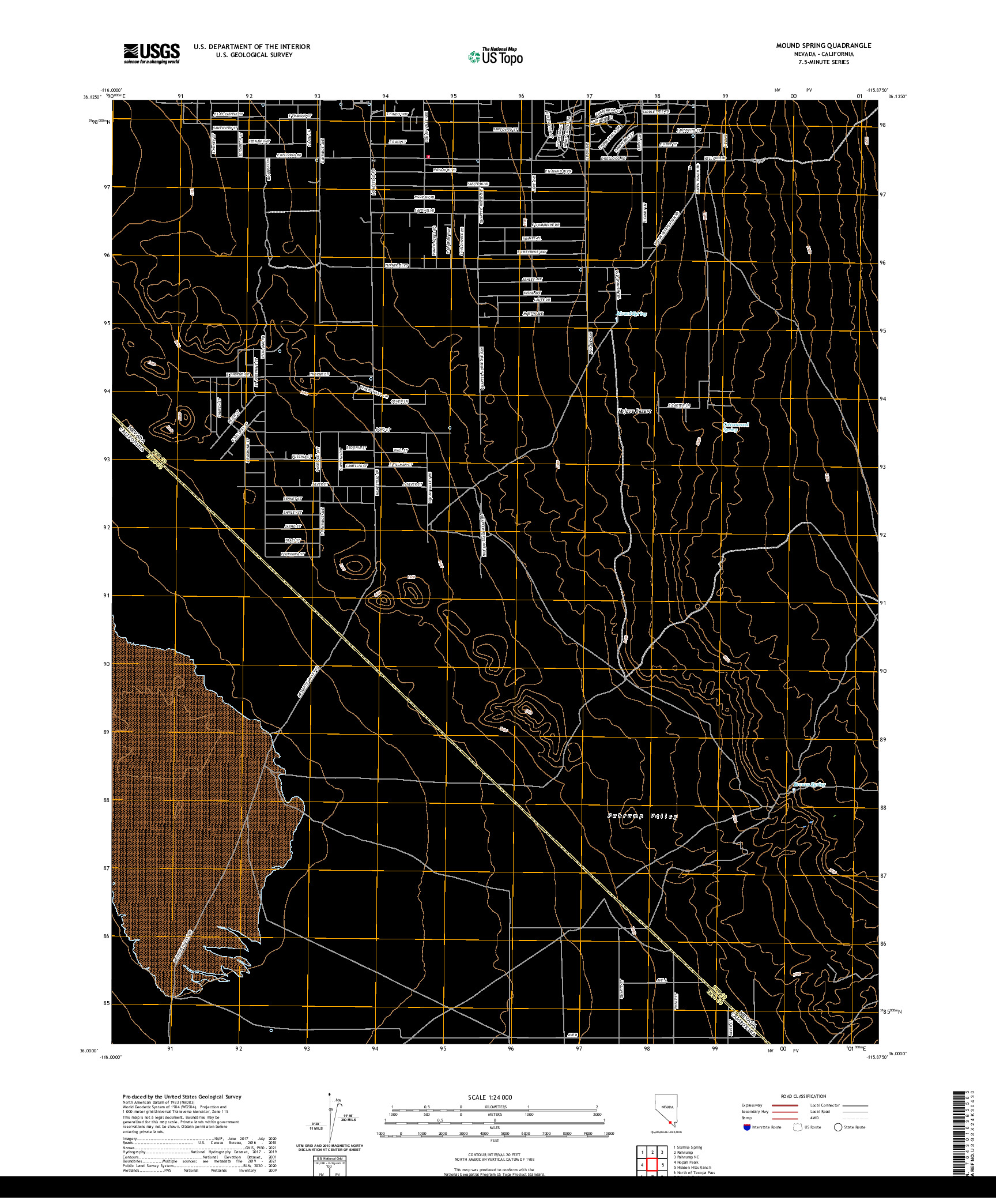 US TOPO 7.5-MINUTE MAP FOR MOUND SPRING, NV,CA