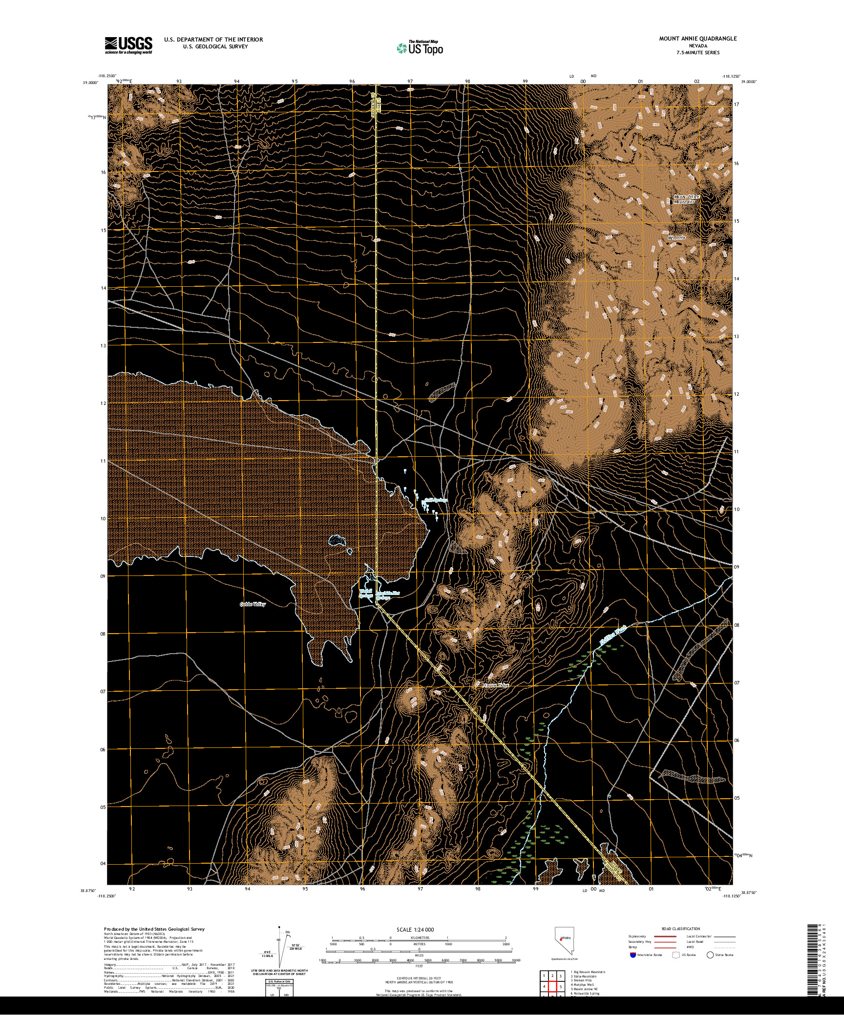 US TOPO 7.5-MINUTE MAP FOR MOUNT ANNIE, NV