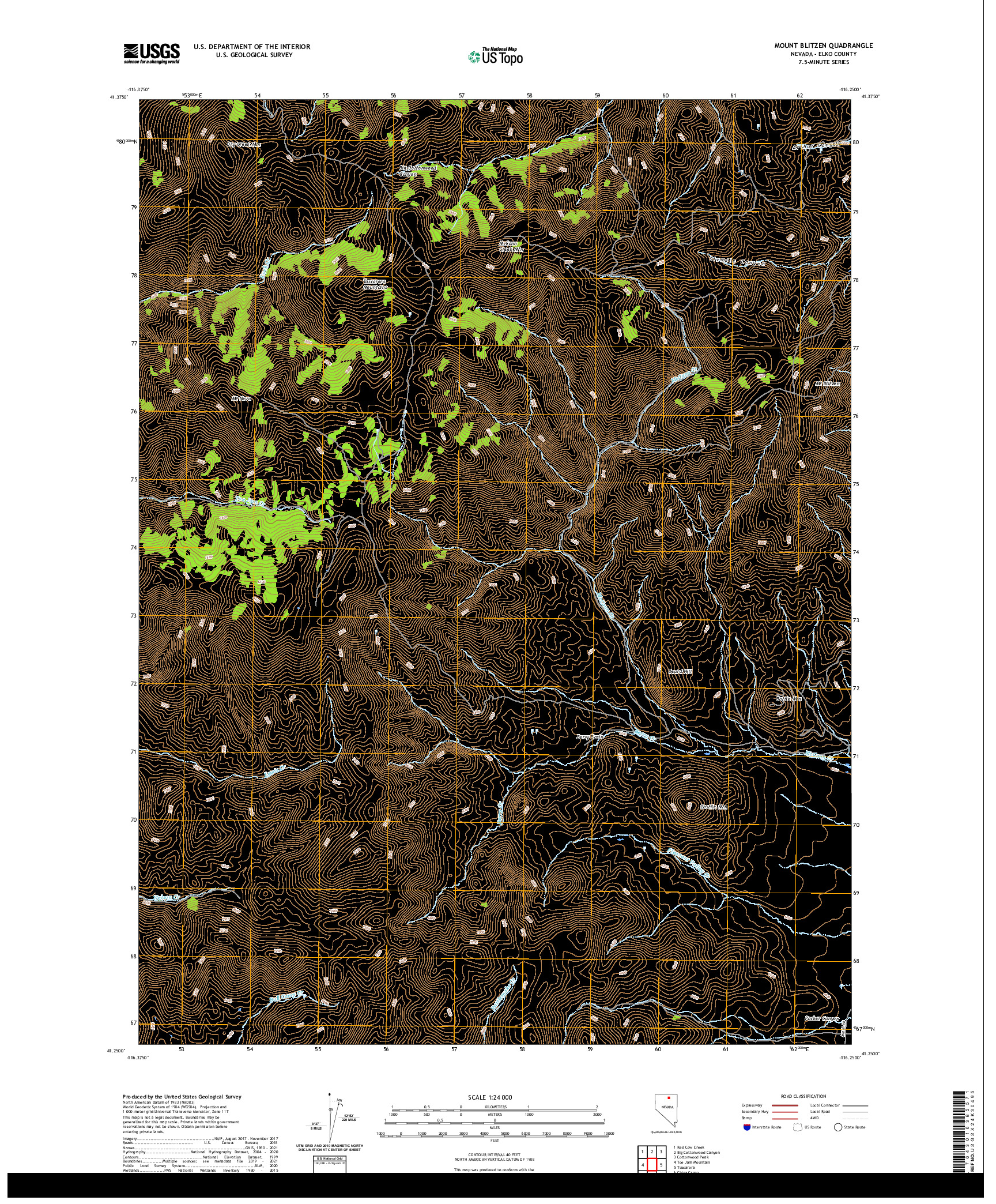 US TOPO 7.5-MINUTE MAP FOR MOUNT BLITZEN, NV