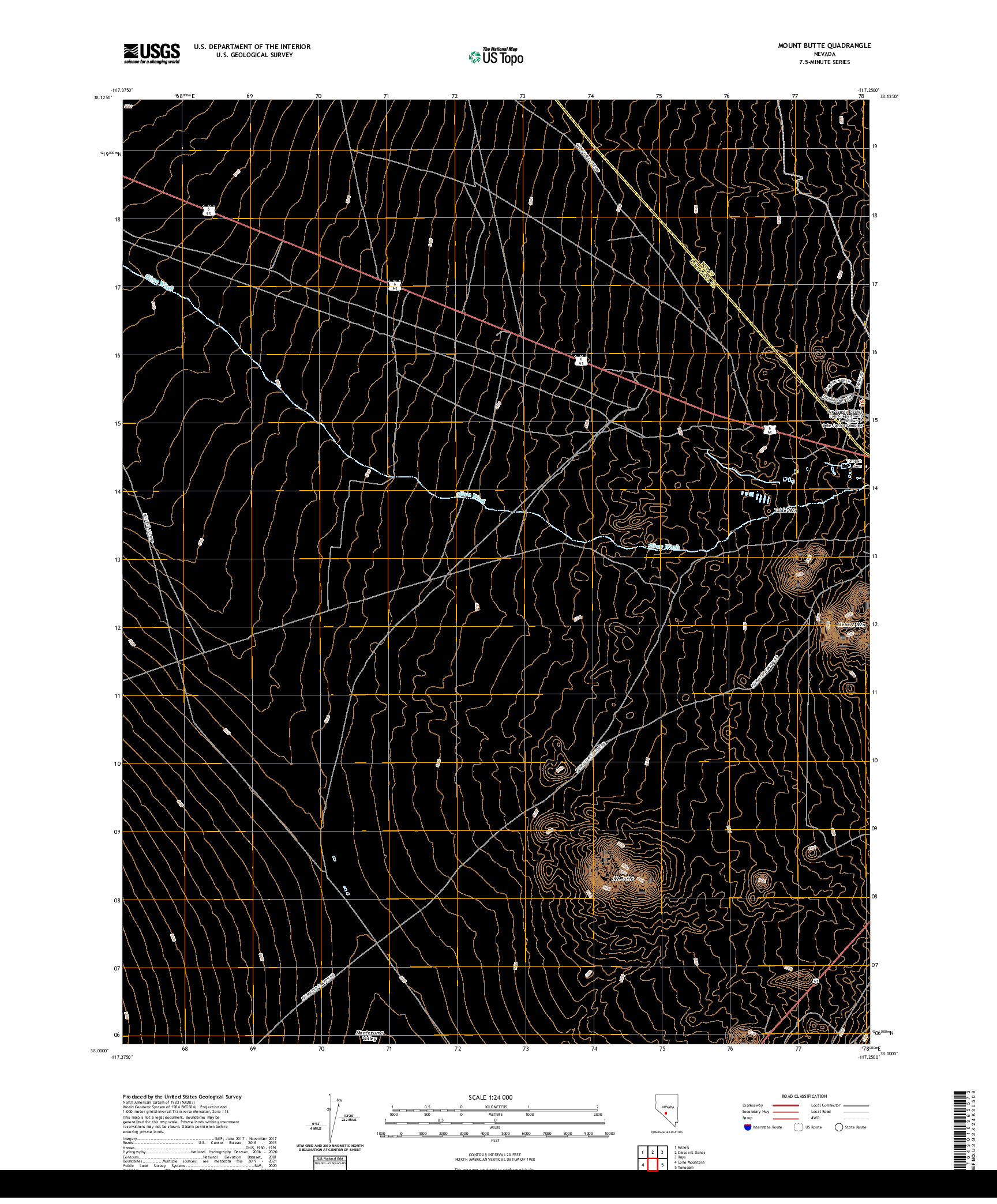 US TOPO 7.5-MINUTE MAP FOR MOUNT BUTTE, NV