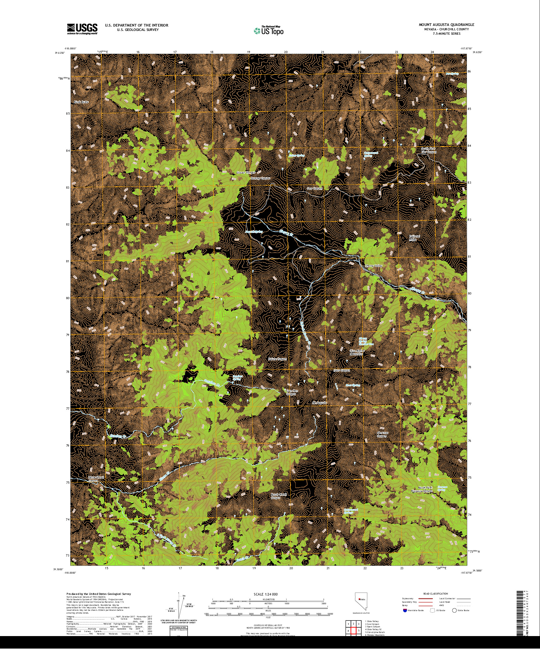 US TOPO 7.5-MINUTE MAP FOR MOUNT AUGUSTA, NV