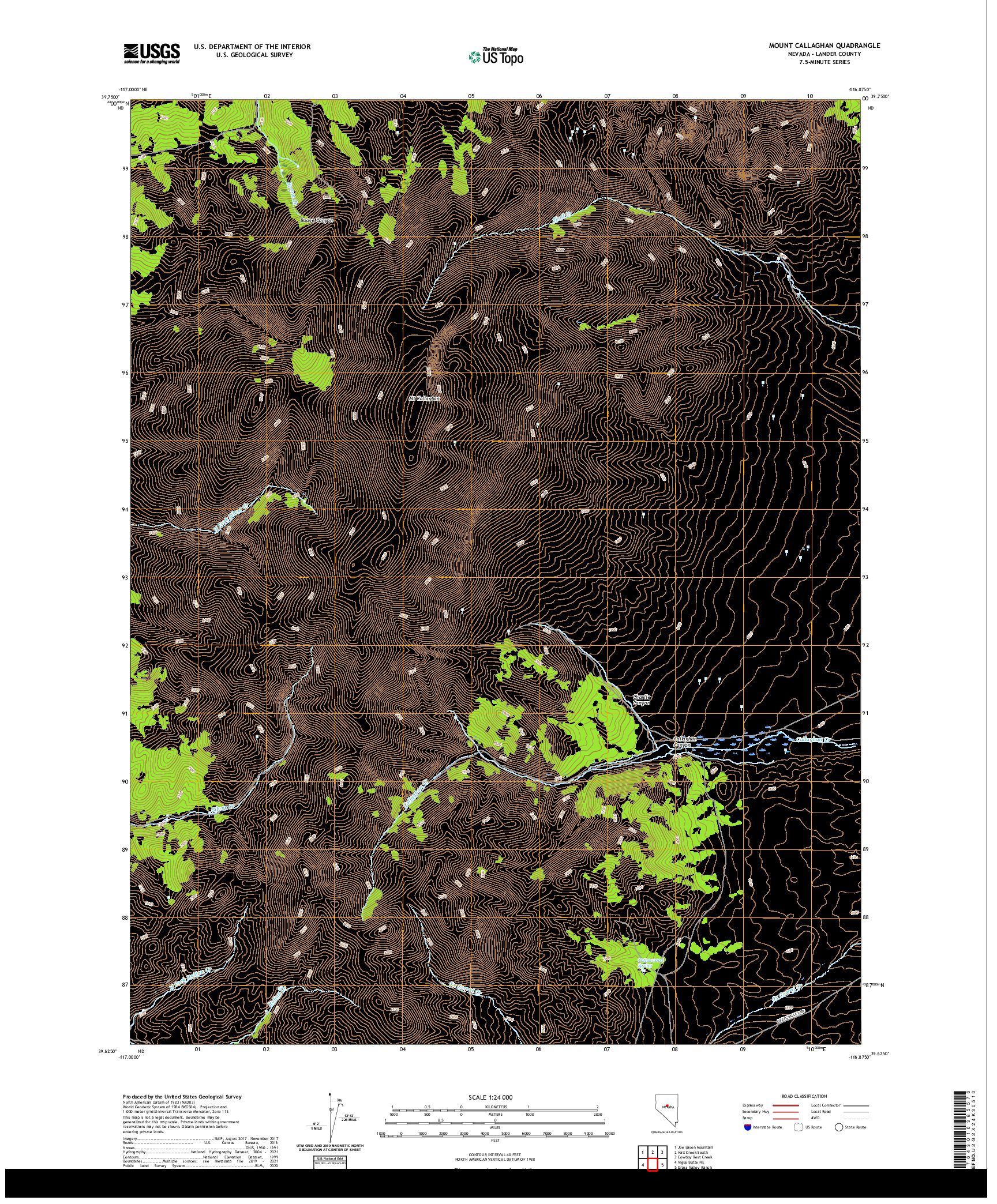 US TOPO 7.5-MINUTE MAP FOR MOUNT CALLAGHAN, NV