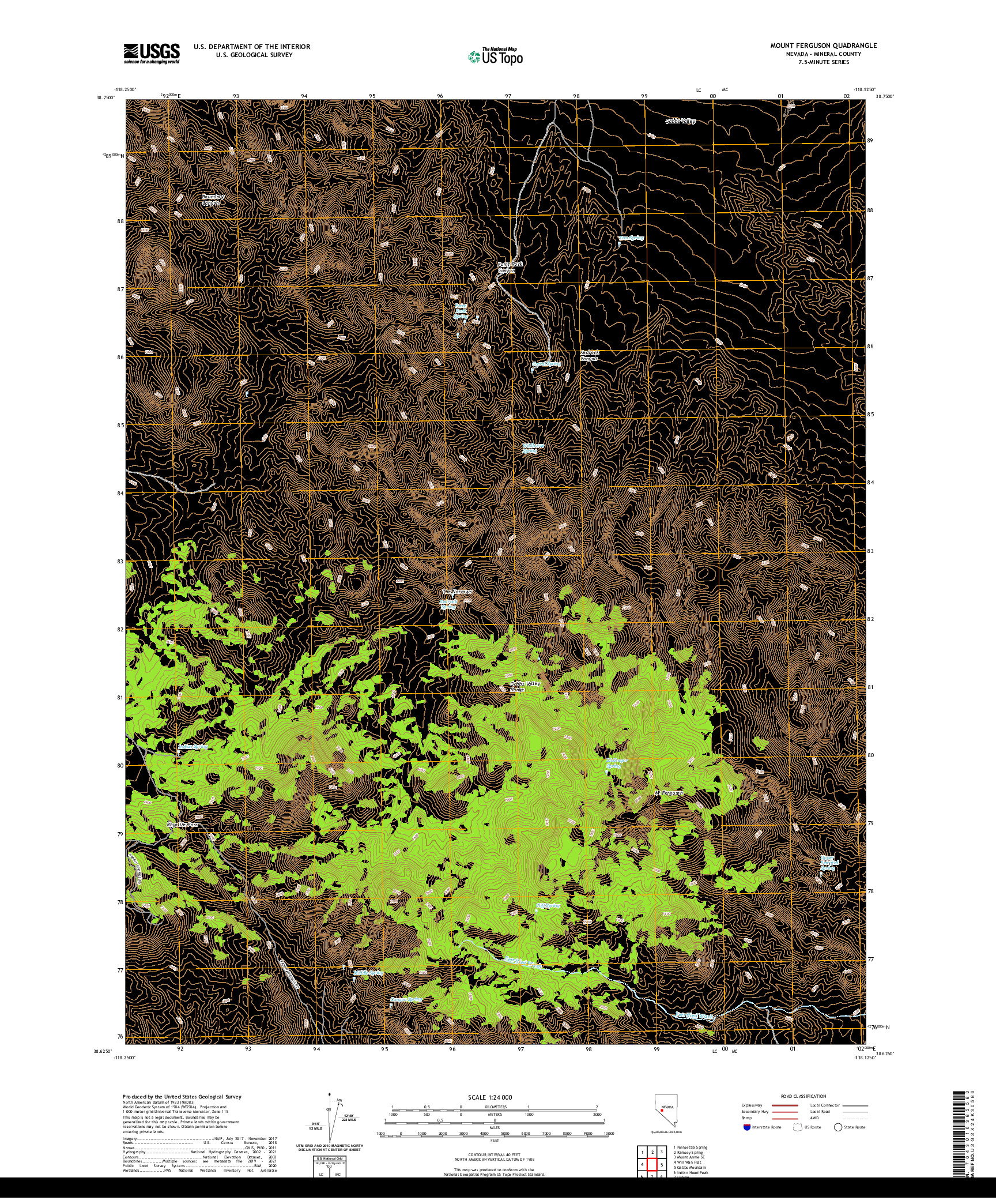 US TOPO 7.5-MINUTE MAP FOR MOUNT FERGUSON, NV