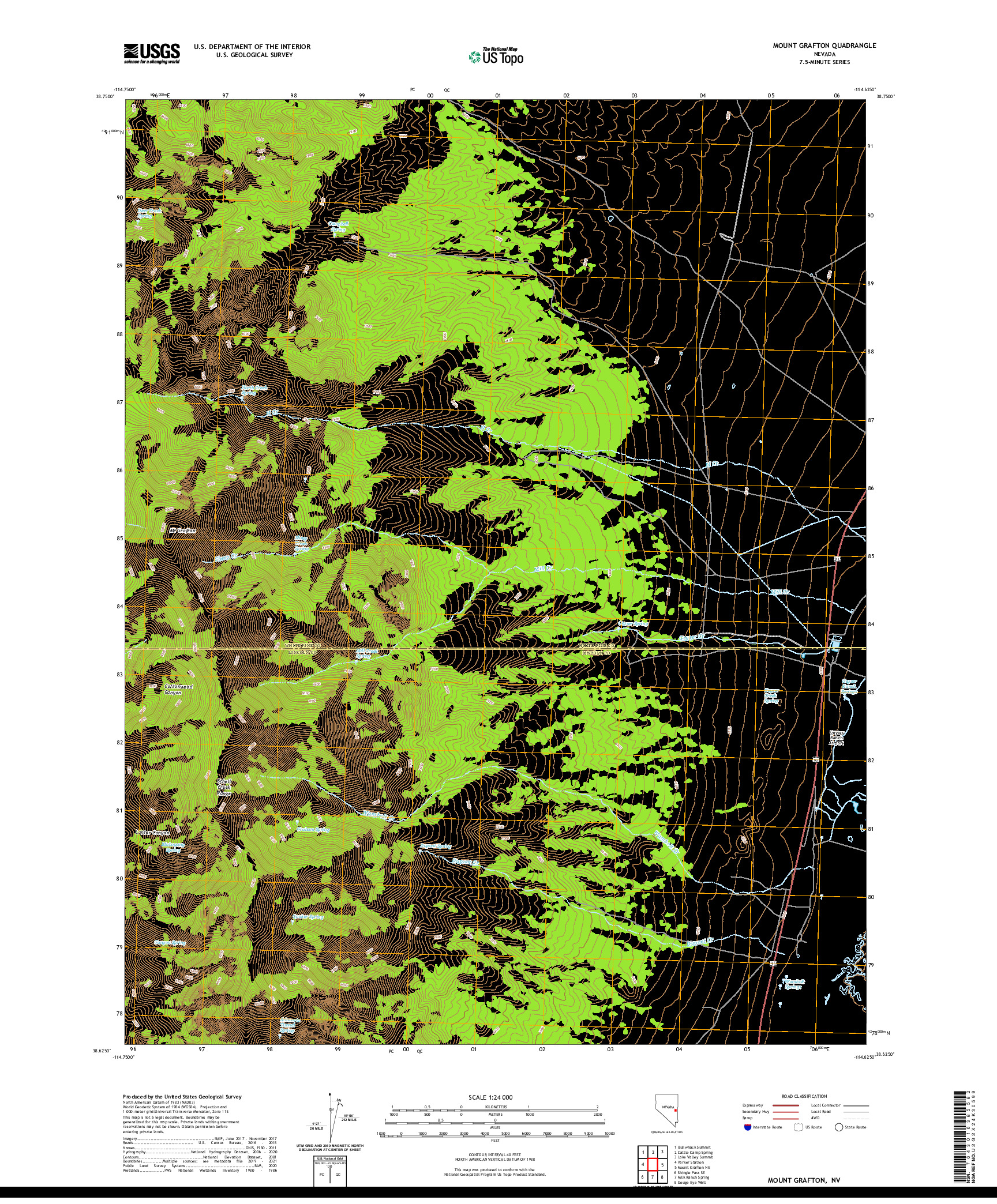 US TOPO 7.5-MINUTE MAP FOR MOUNT GRAFTON, NV