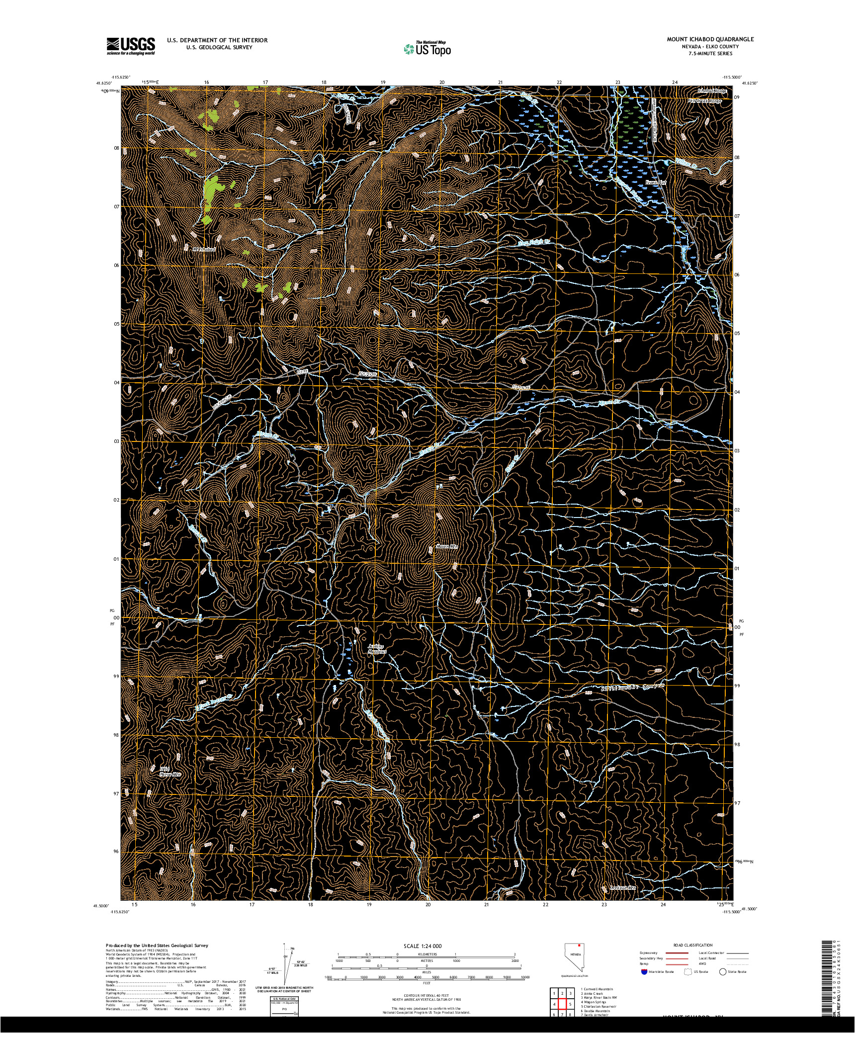 US TOPO 7.5-MINUTE MAP FOR MOUNT ICHABOD, NV