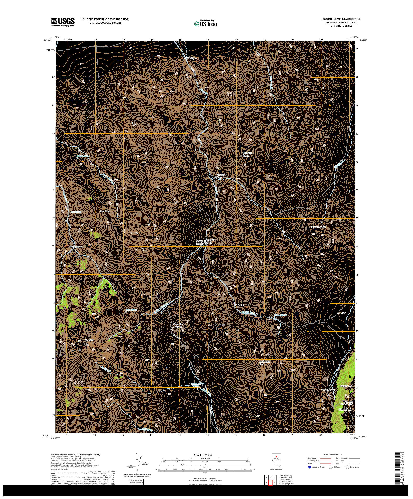 US TOPO 7.5-MINUTE MAP FOR MOUNT LEWIS, NV