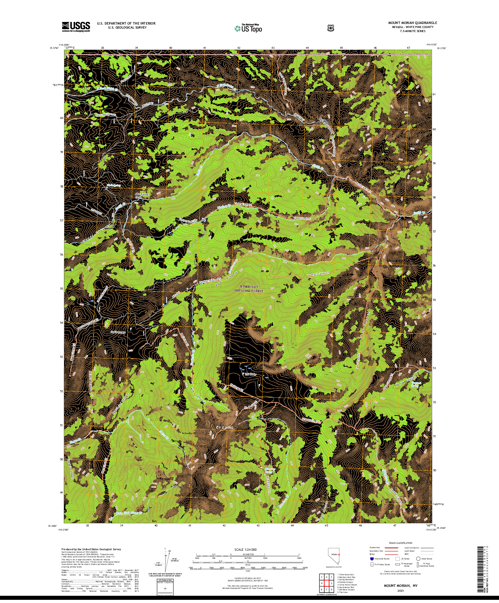 US TOPO 7.5-MINUTE MAP FOR MOUNT MORIAH, NV