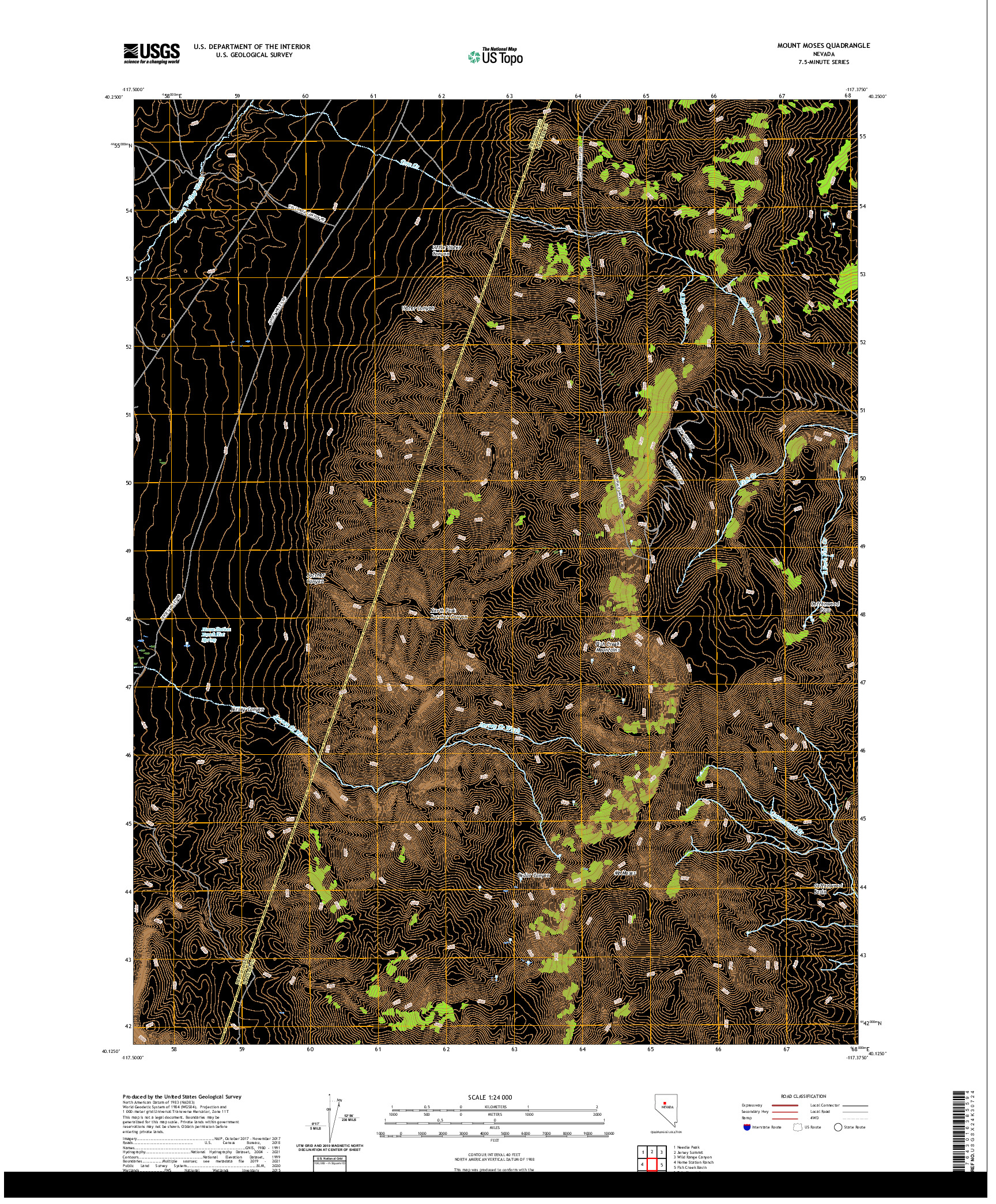 US TOPO 7.5-MINUTE MAP FOR MOUNT MOSES, NV