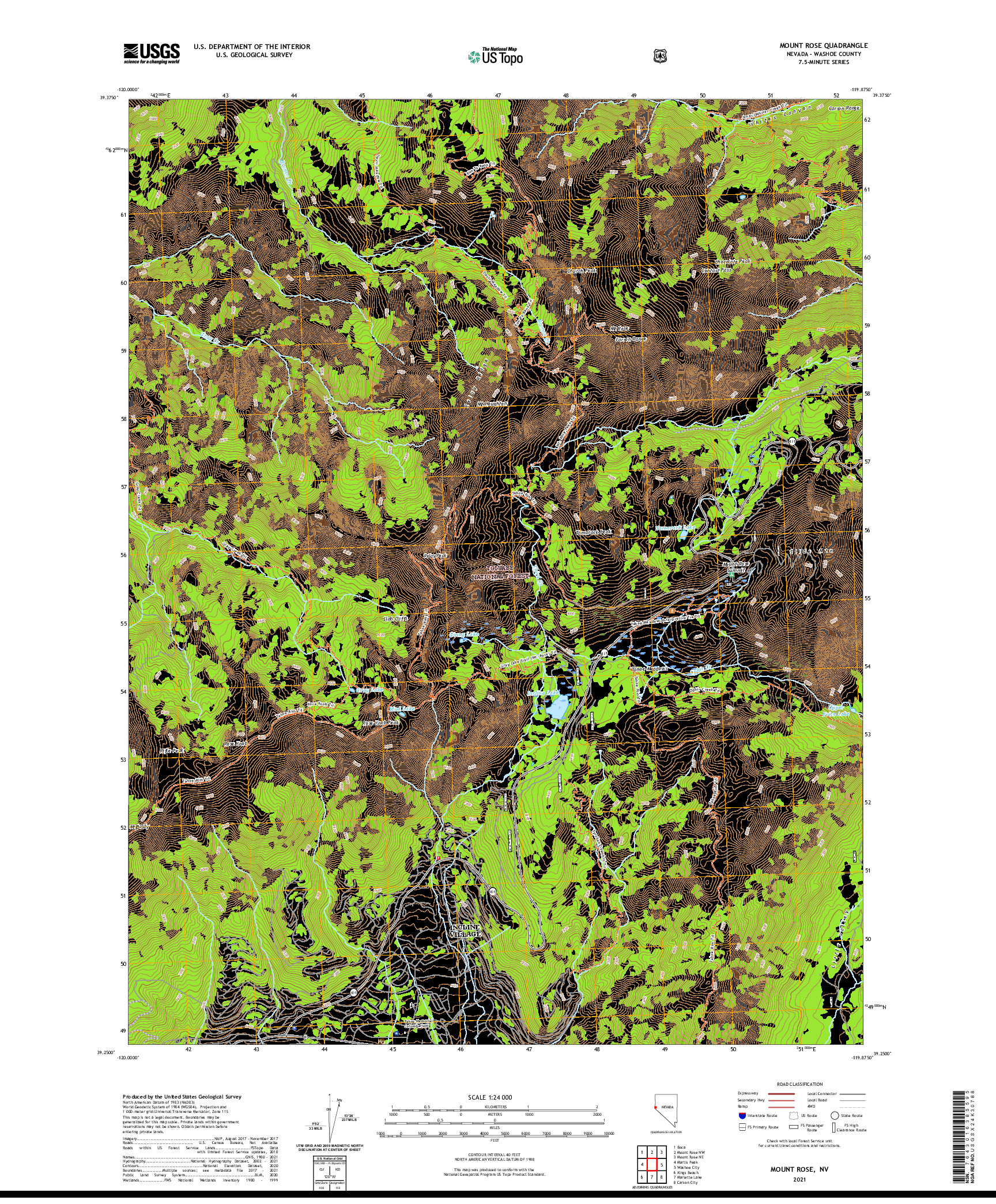 US TOPO 7.5-MINUTE MAP FOR MOUNT ROSE, NV