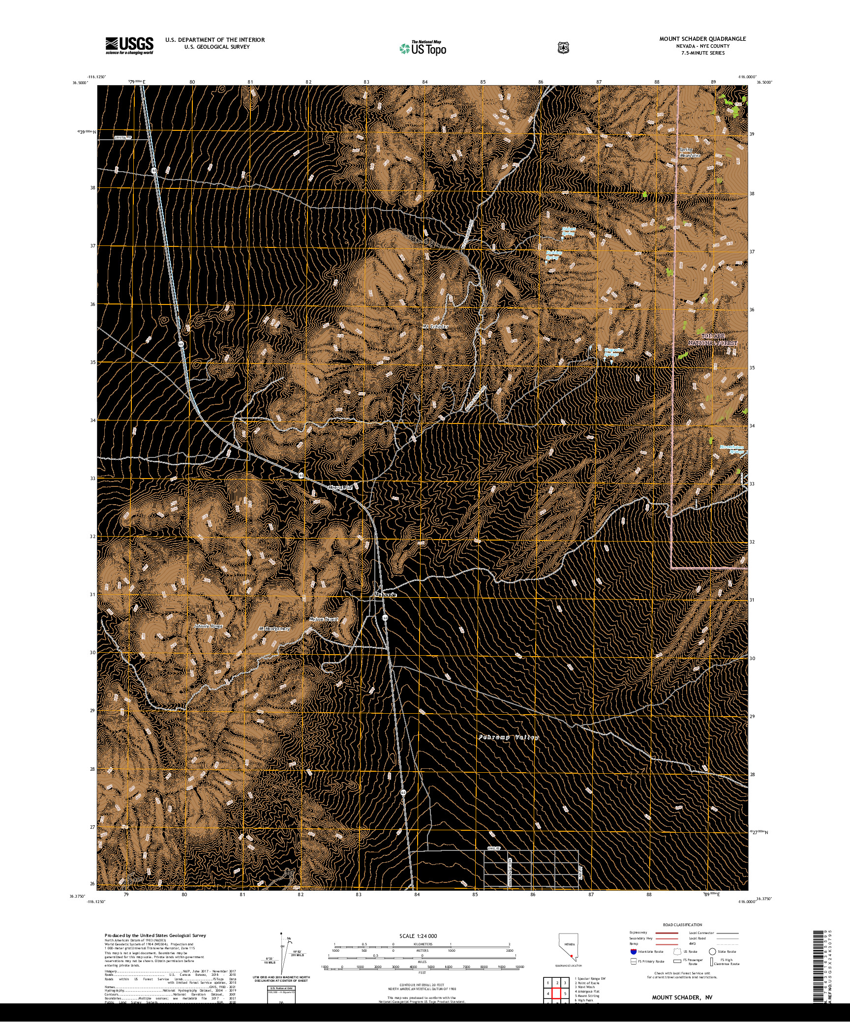 US TOPO 7.5-MINUTE MAP FOR MOUNT SCHADER, NV