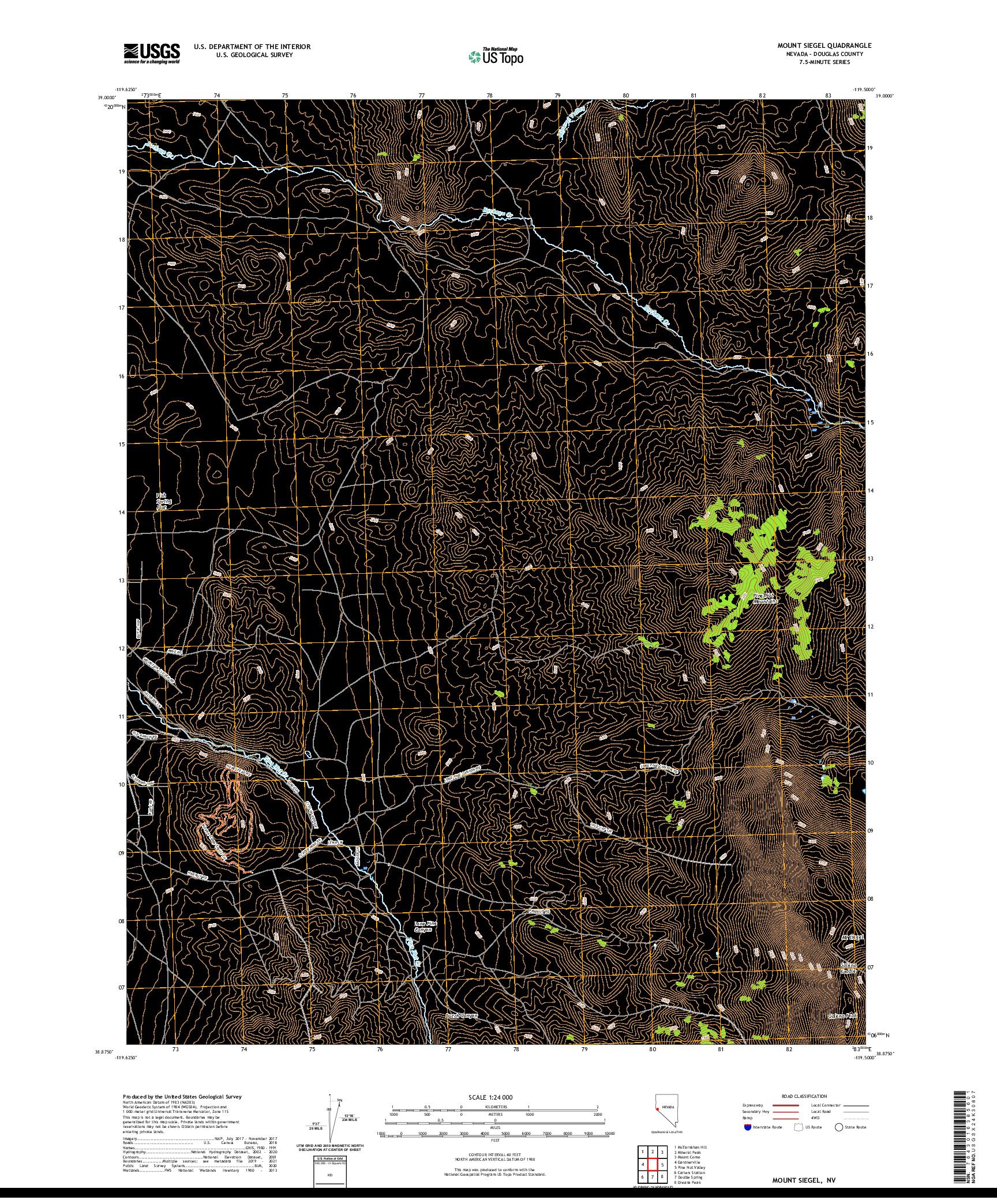 US TOPO 7.5-MINUTE MAP FOR MOUNT SIEGEL, NV