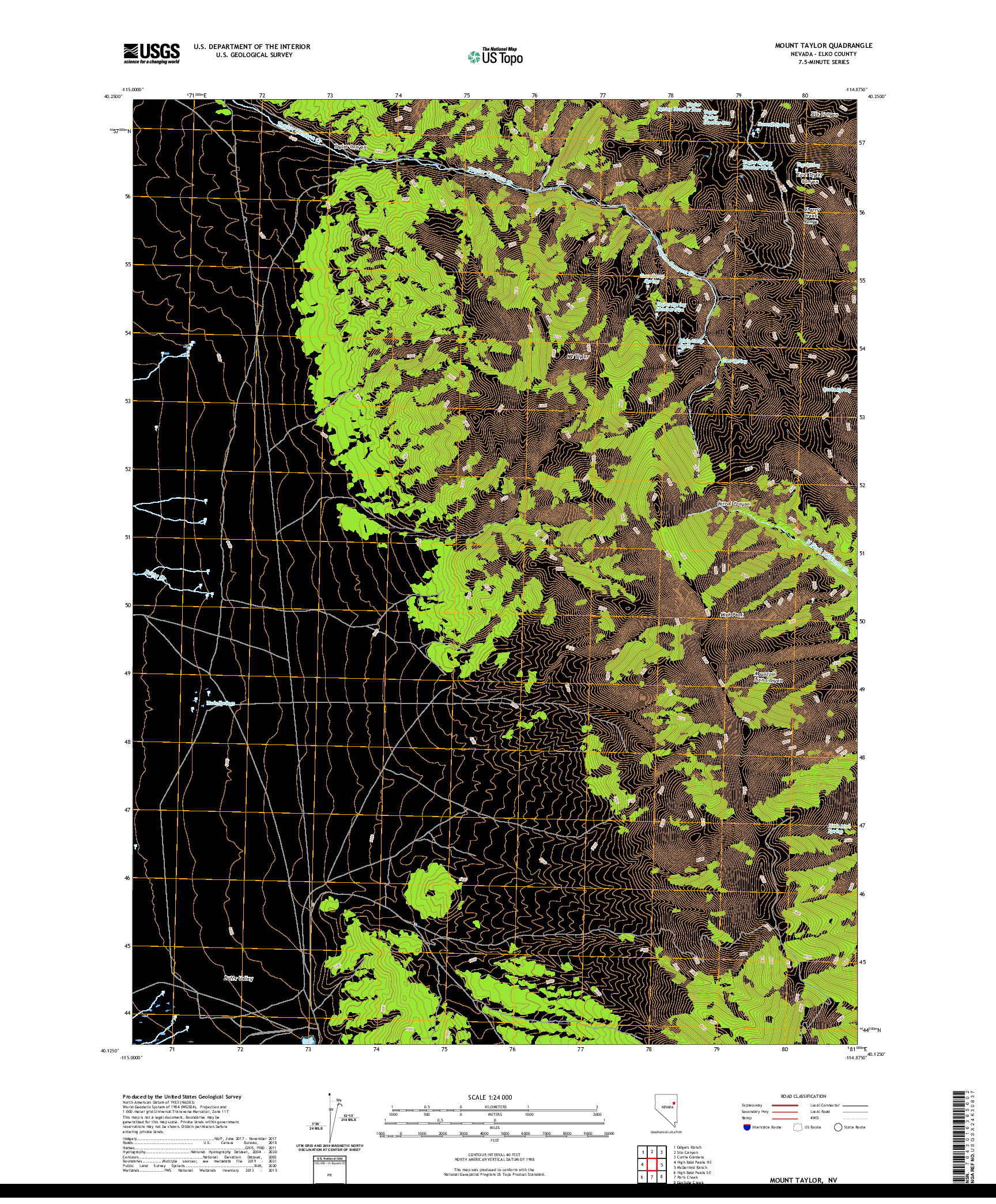 US TOPO 7.5-MINUTE MAP FOR MOUNT TAYLOR, NV