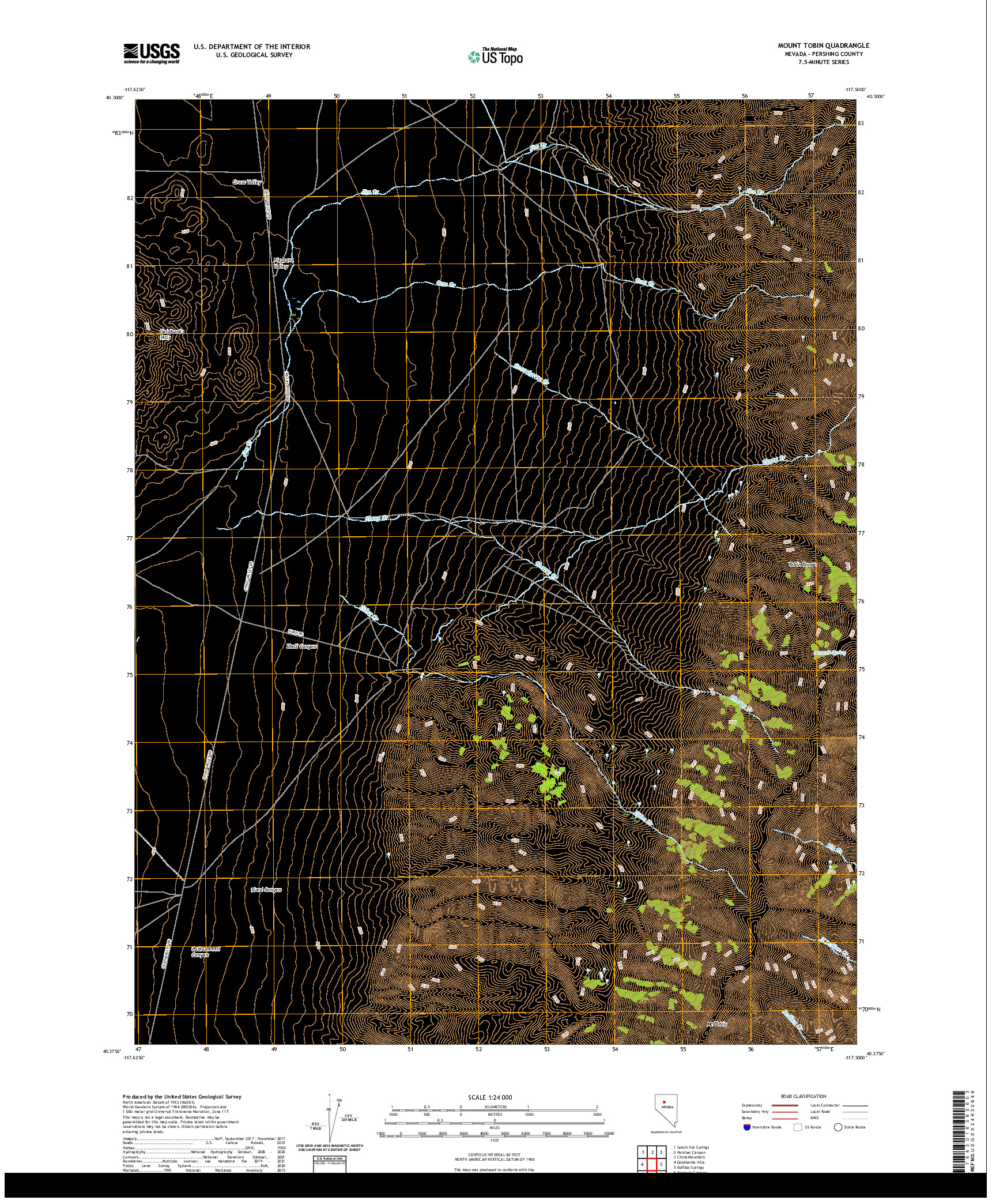 US TOPO 7.5-MINUTE MAP FOR MOUNT TOBIN, NV